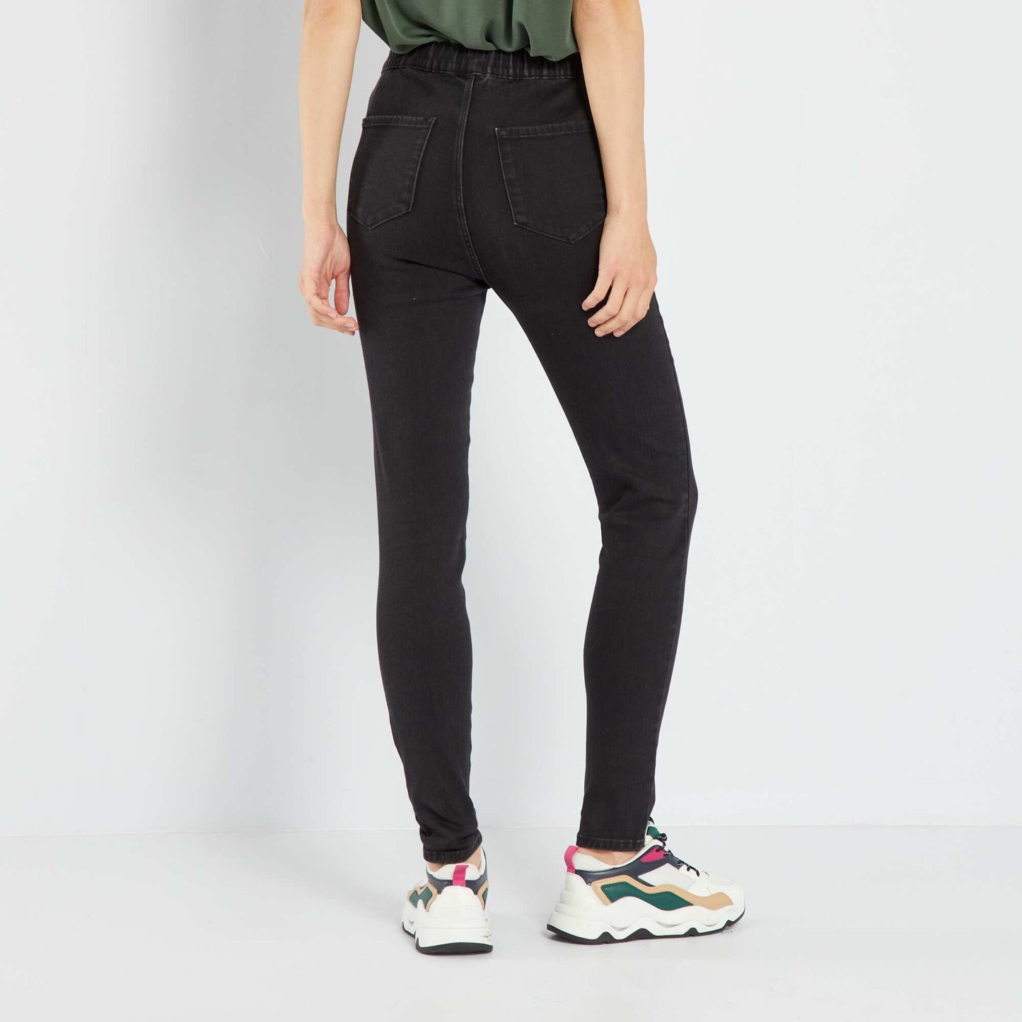 High-waist stretchy jeggings BLACK