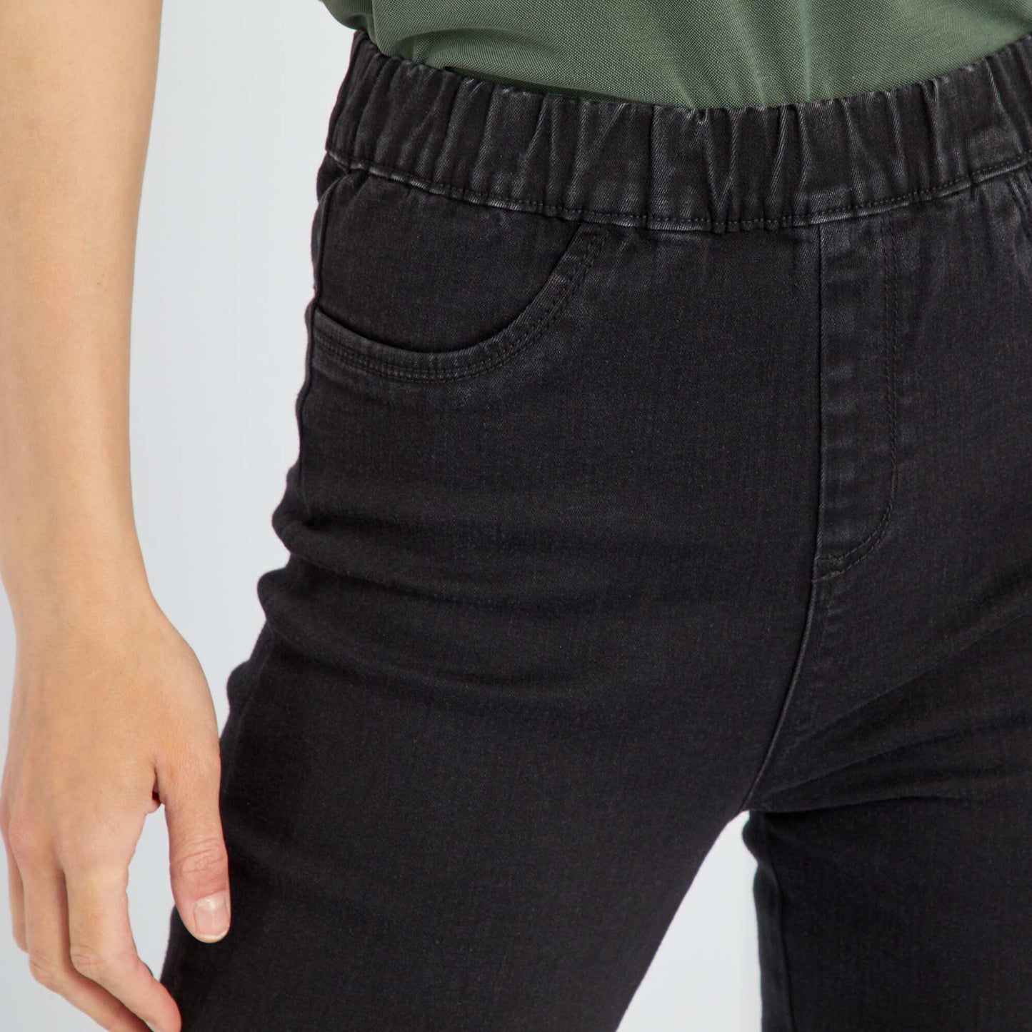 High-waist stretchy jeggings BLACK