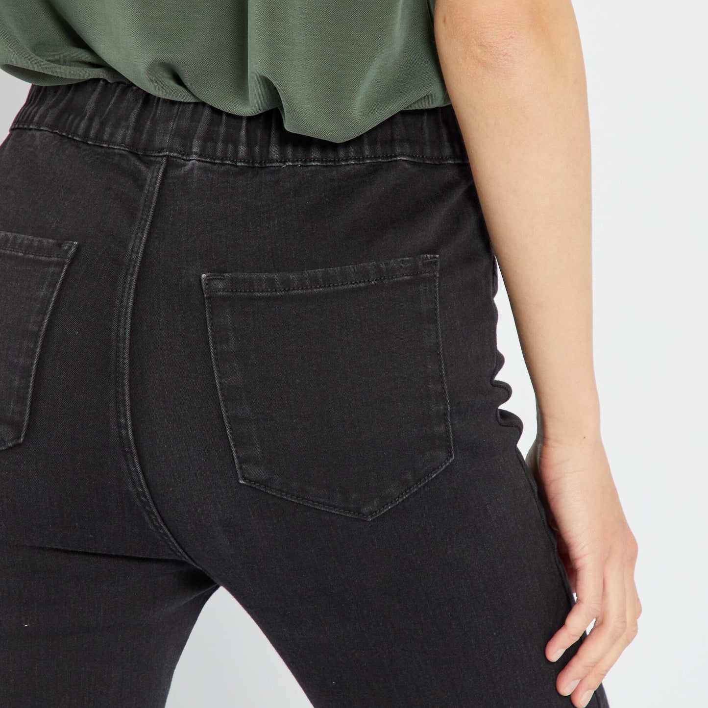High-waist stretchy jeggings BLACK