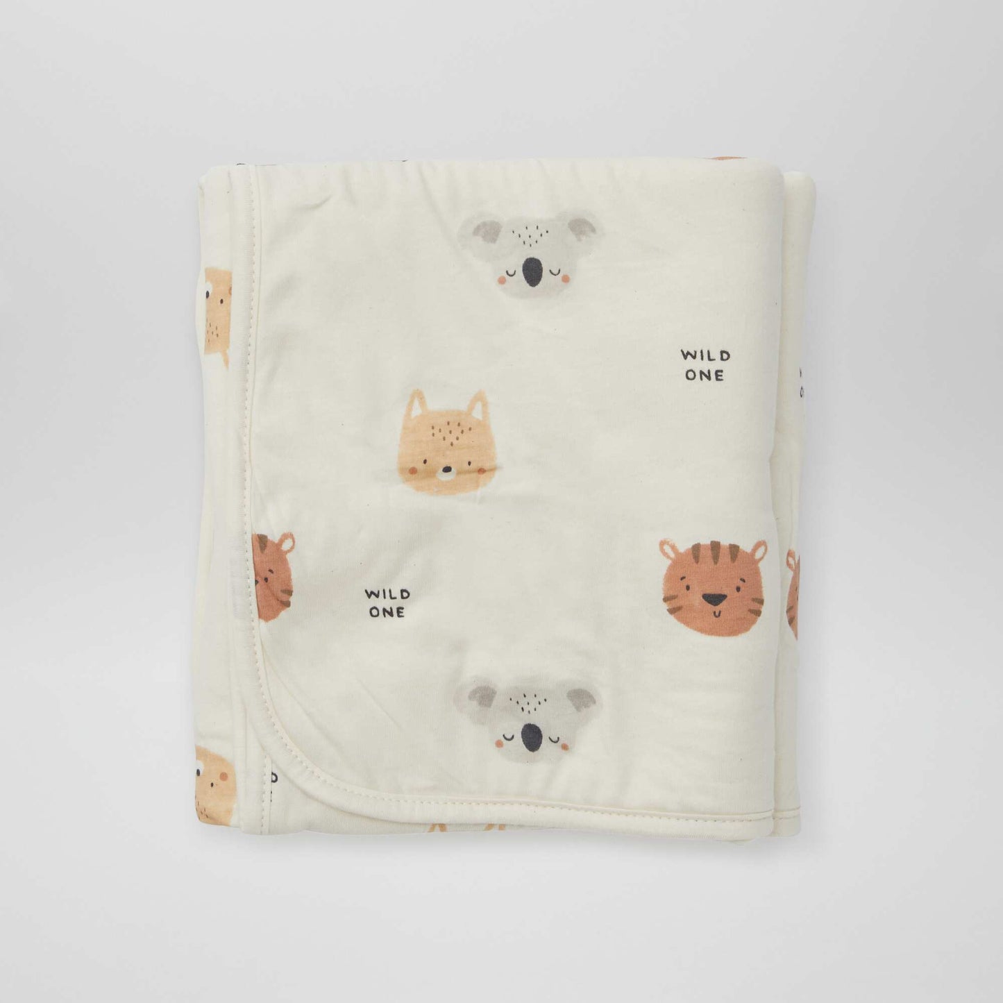 Printed blanket with fleecy lining WHITE