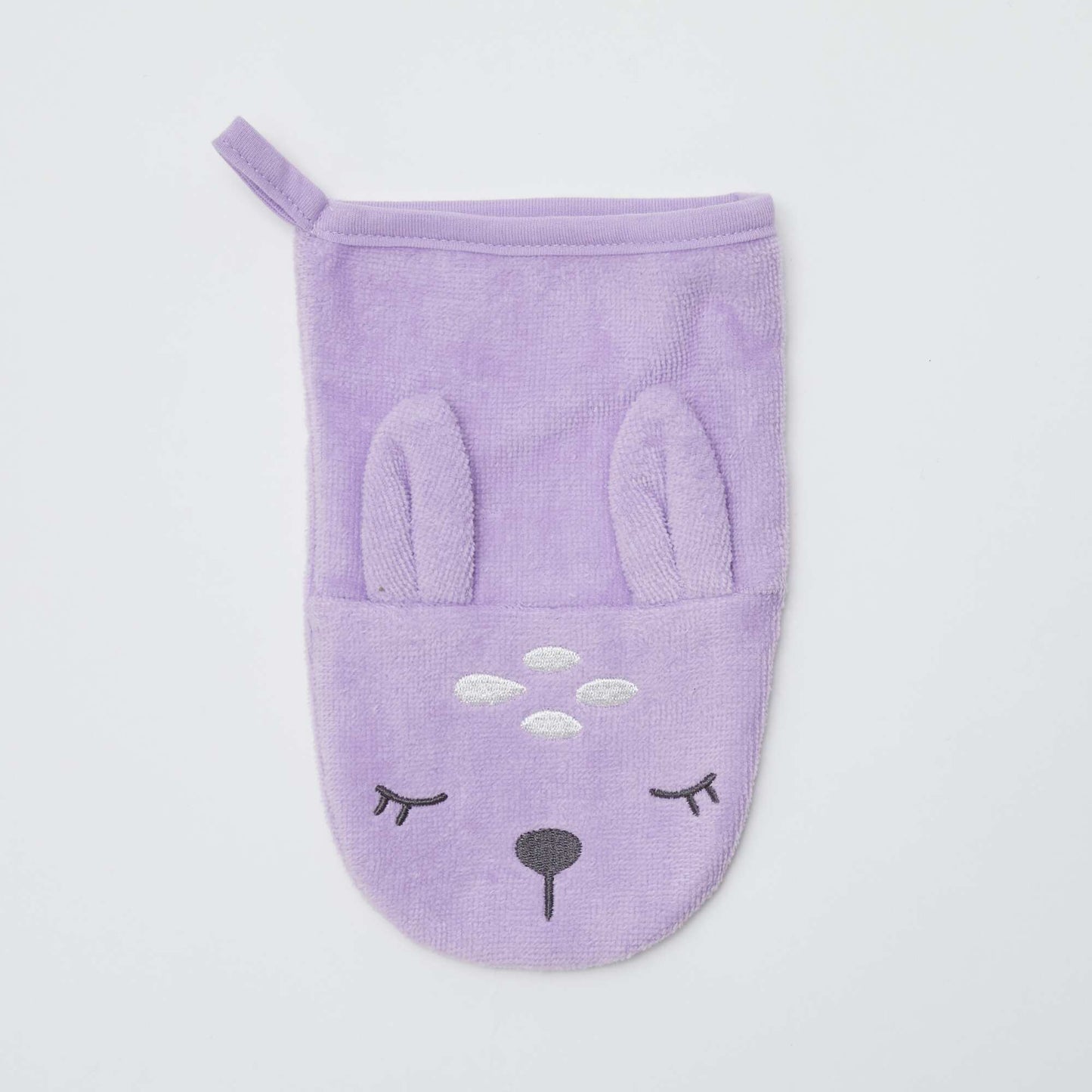 Pack of 2 patterned wash mitts PURPLE
