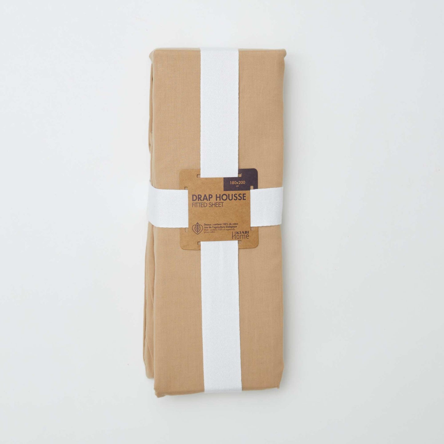 Cotton fitted sheet for double bed (180x200) - Kiabi Home BEIGE