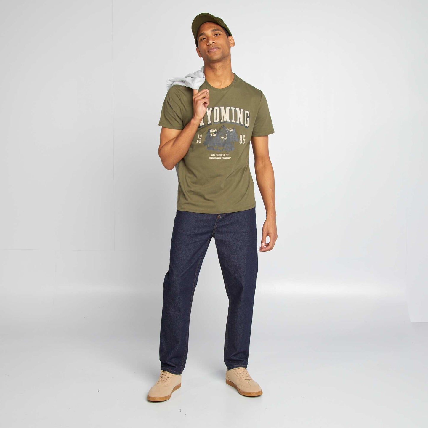 Short-sleeved printed T-shirt KHAKI