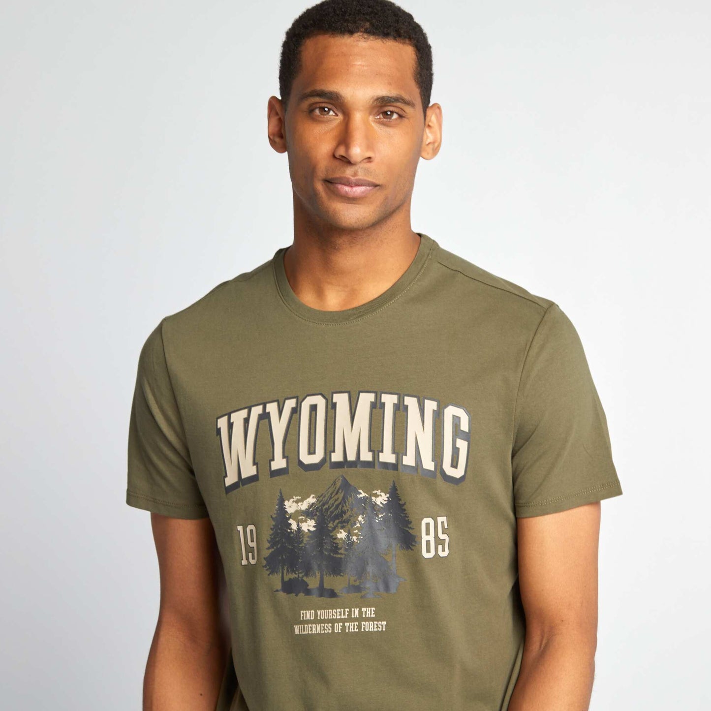 Short-sleeved printed T-shirt KHAKI