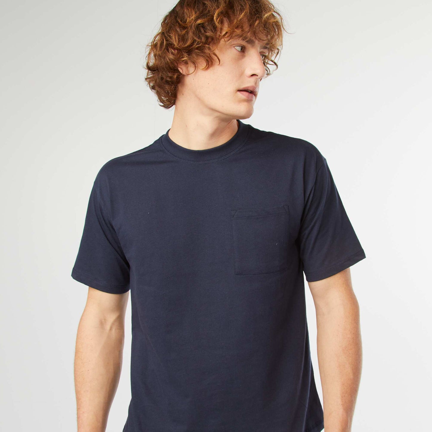 Plain T-shirt with breast pocket BLUE