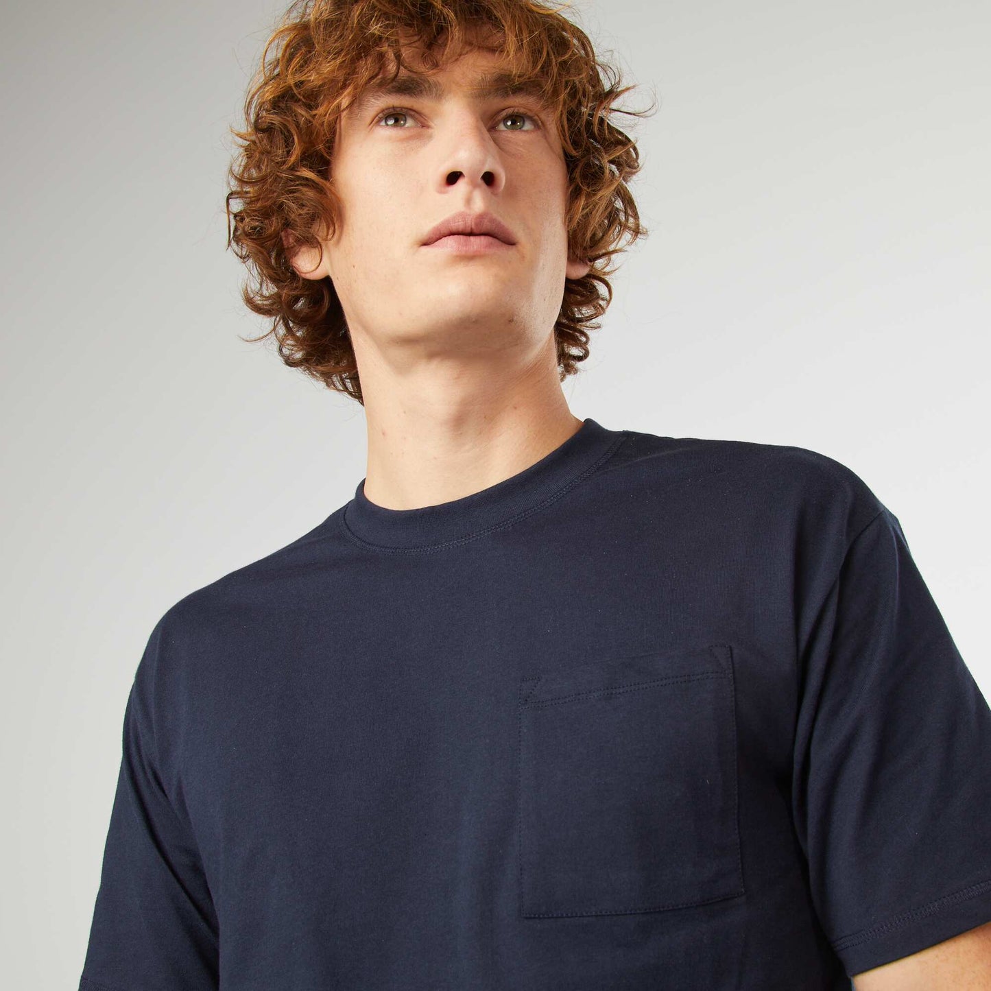Plain T-shirt with breast pocket BLUE