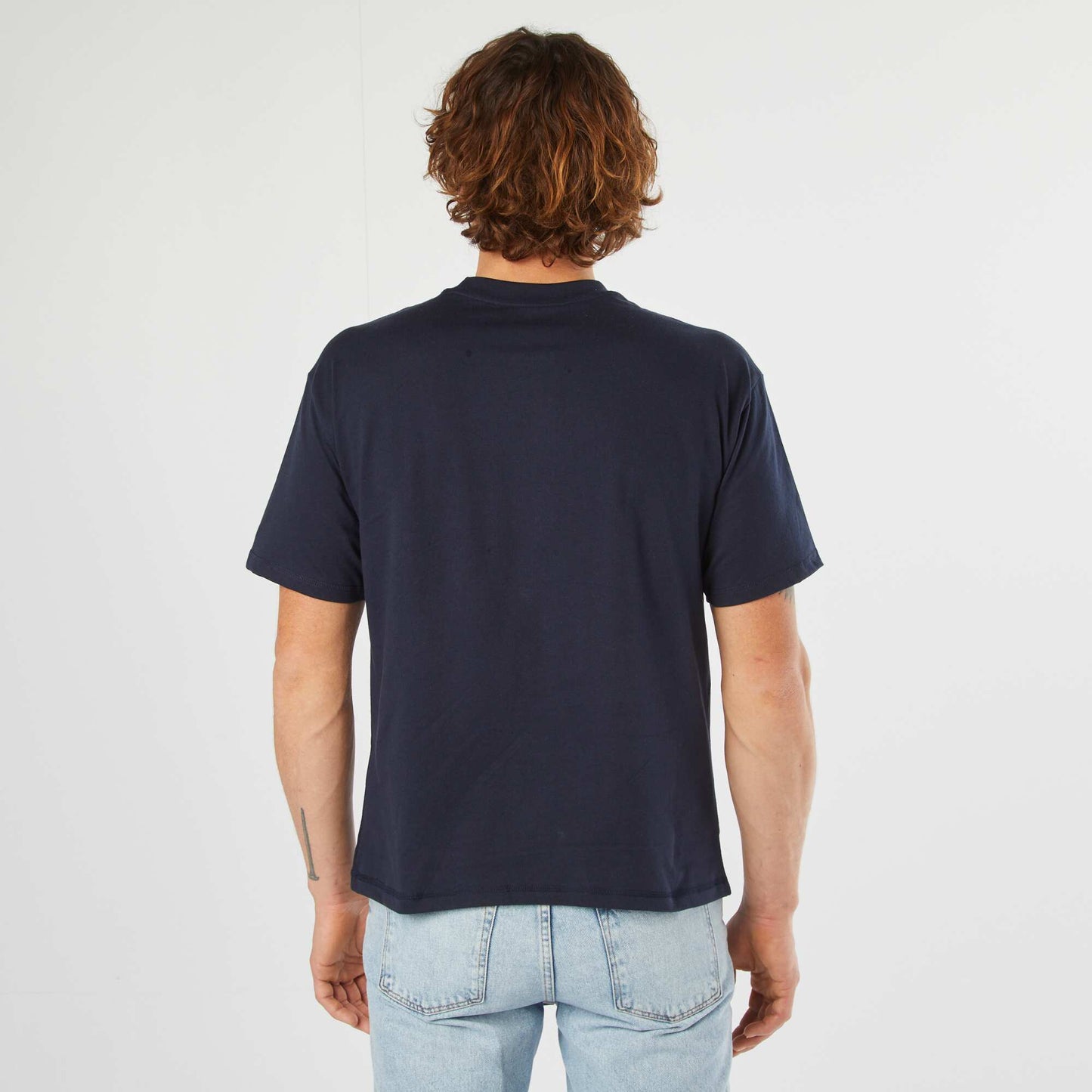 Plain T-shirt with breast pocket BLUE