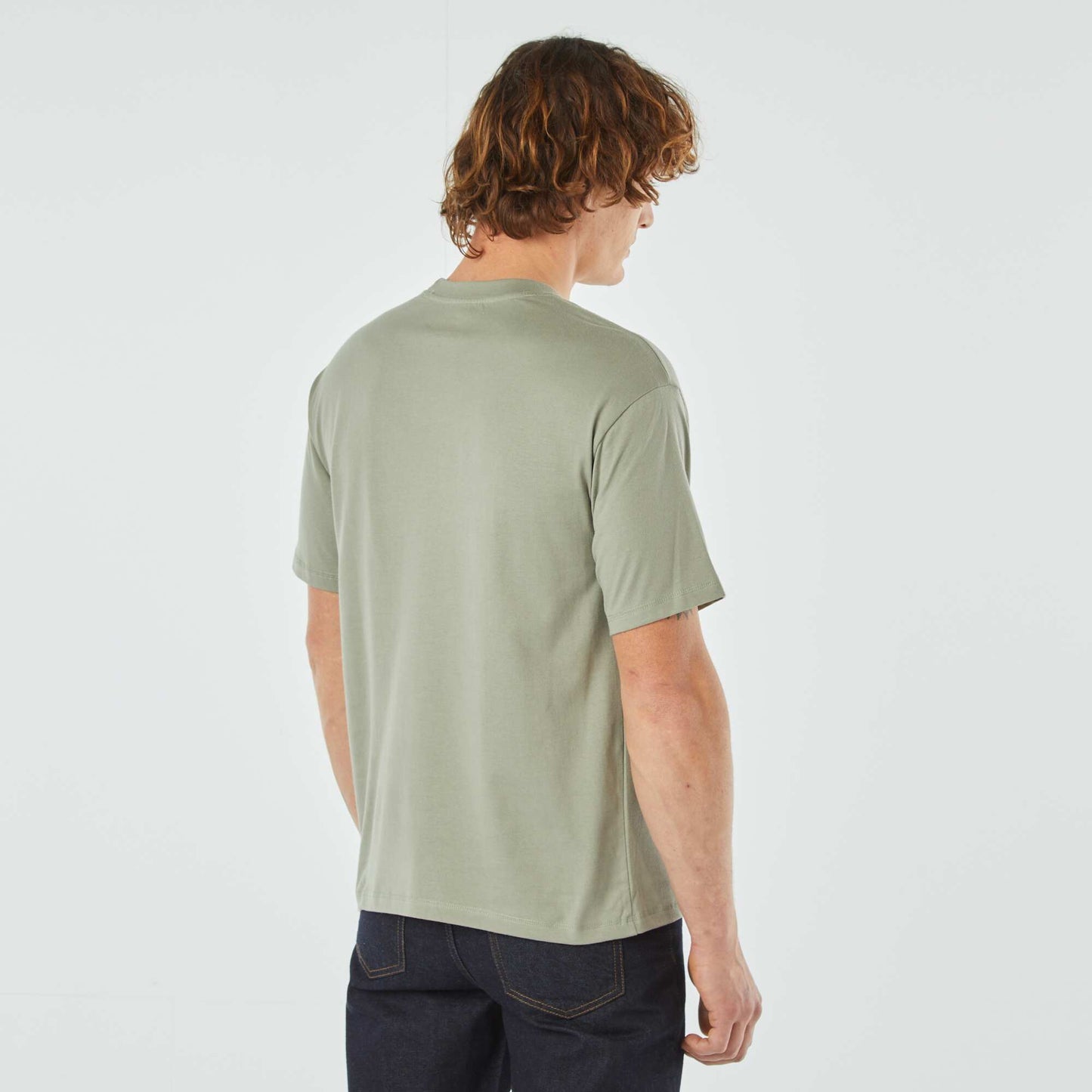 Plain T-shirt with breast pocket GREEN