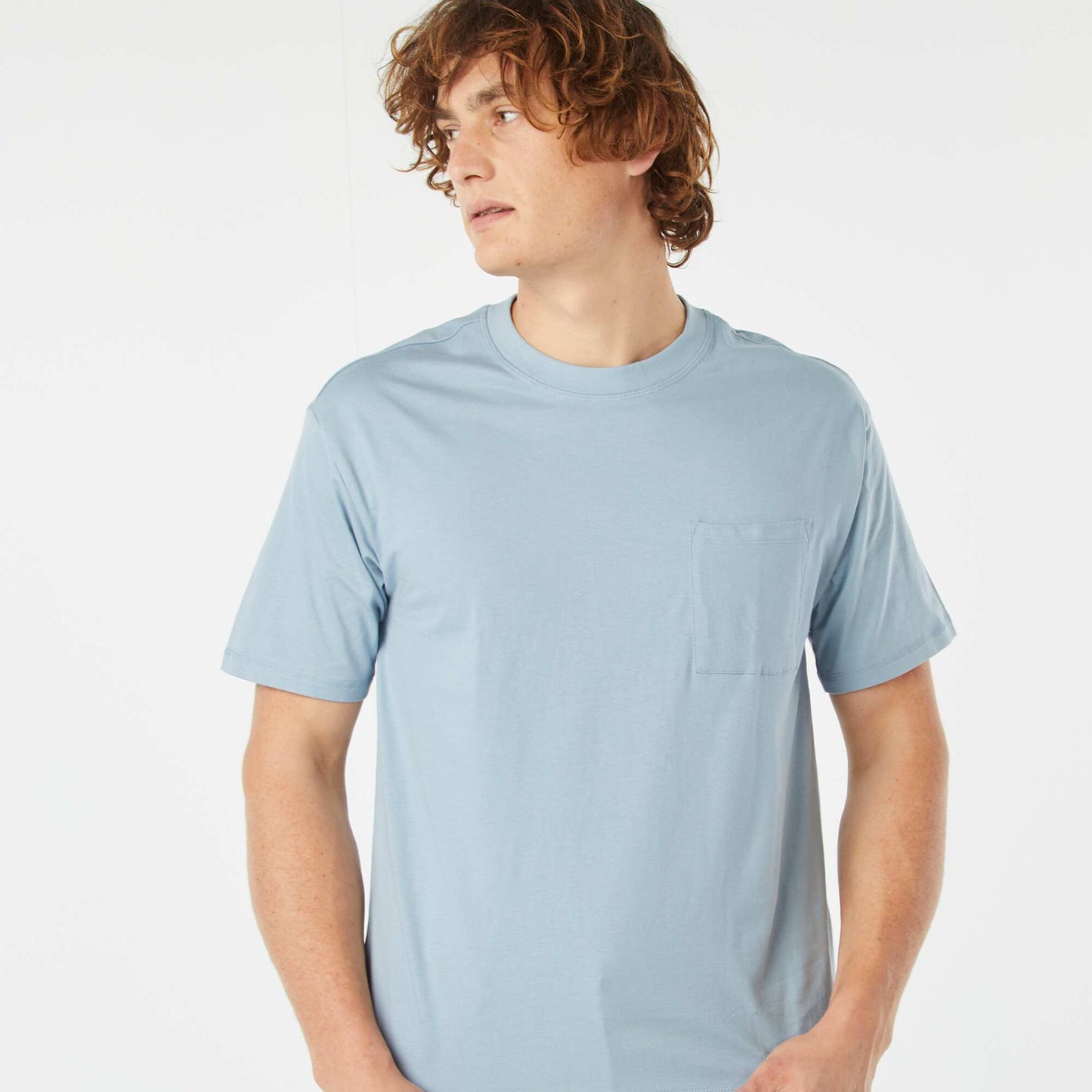 Plain T-shirt with breast pocket BLUE