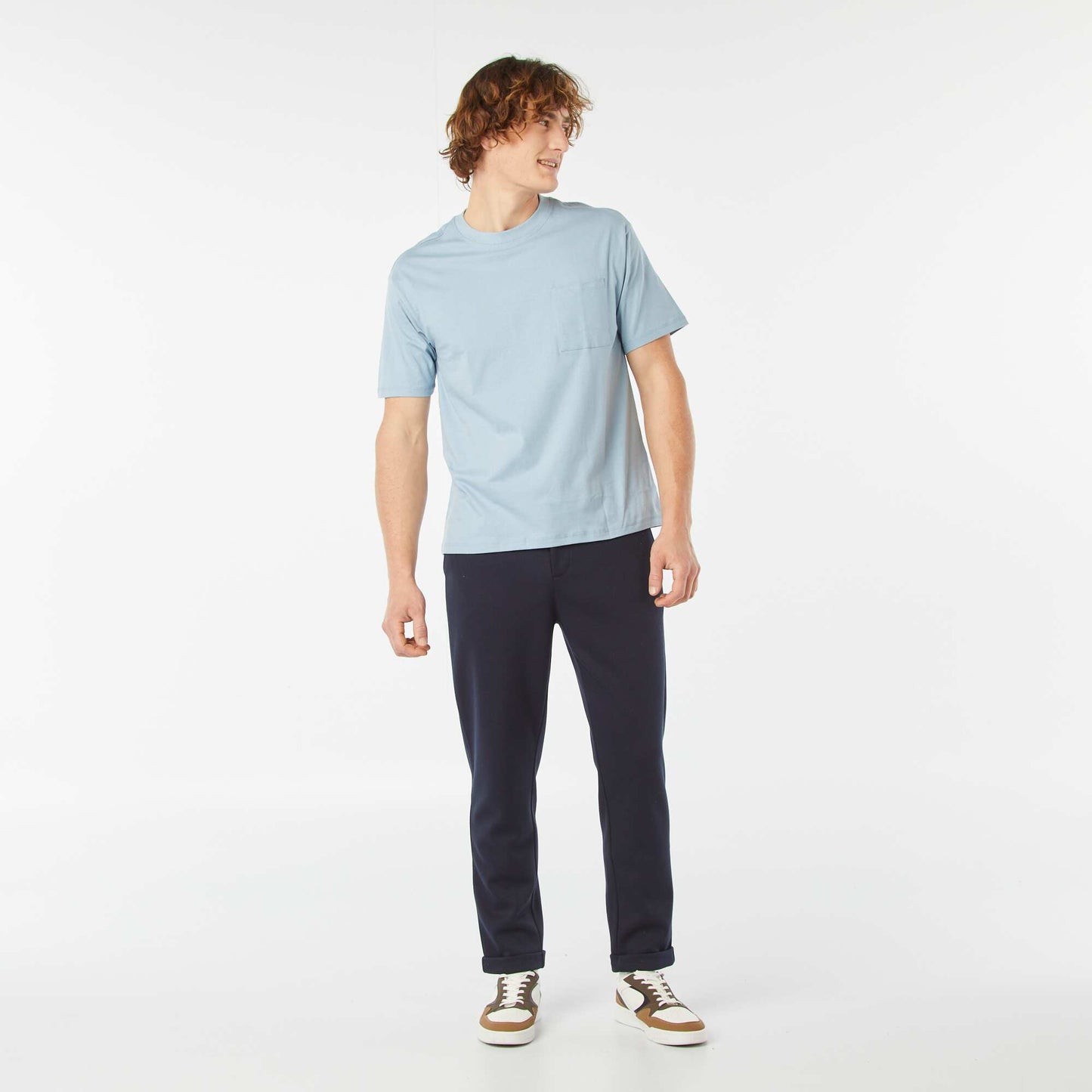 Plain T-shirt with breast pocket BLUE