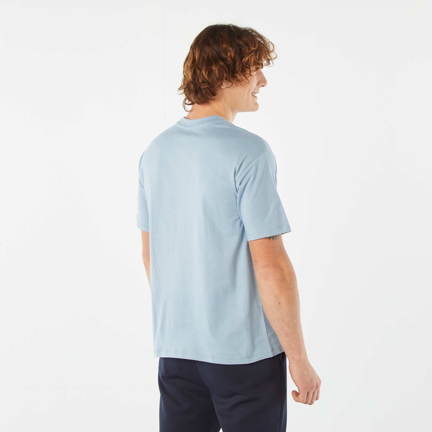 Plain T-shirt with breast pocket BLUE