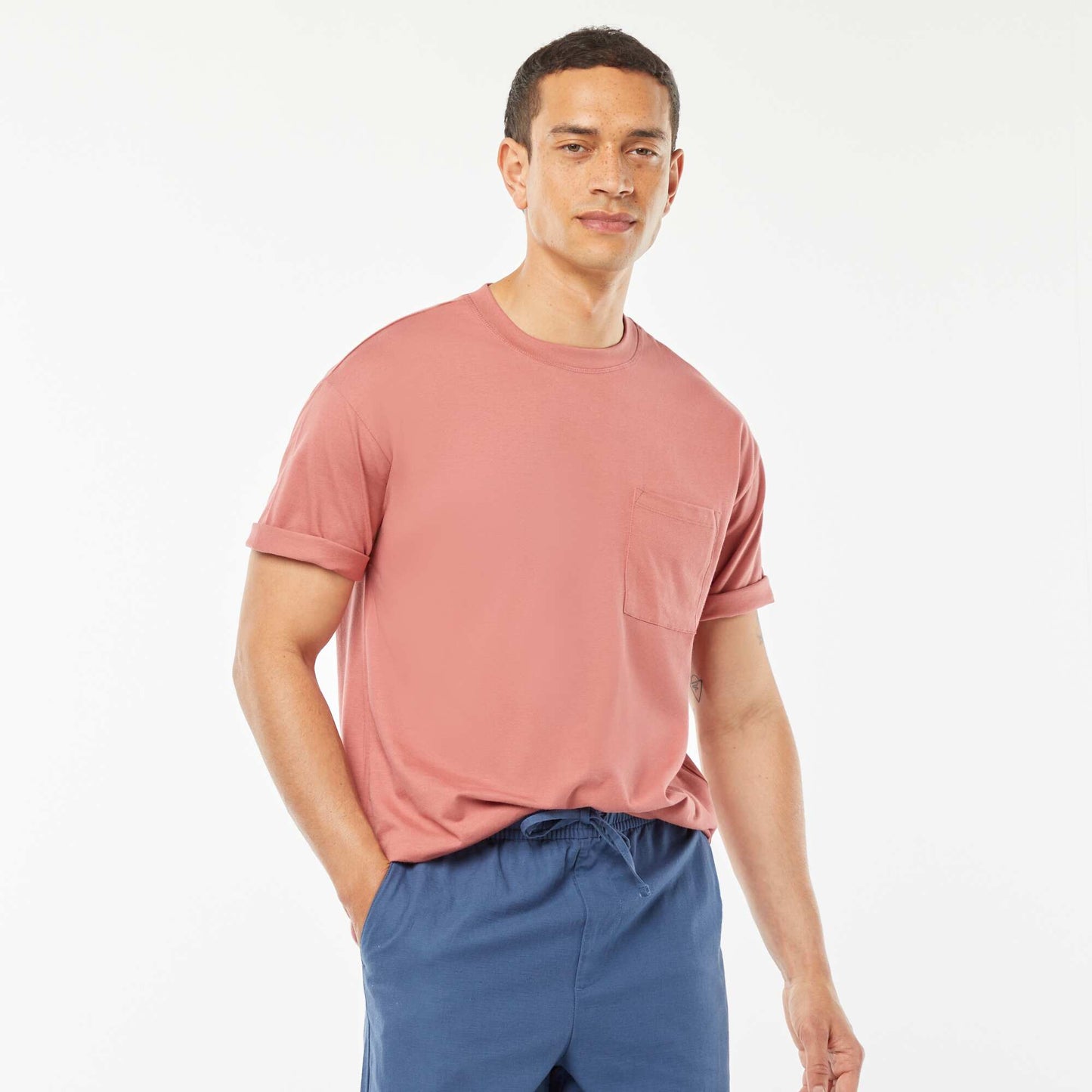 Plain T-shirt with breast pocket PINK