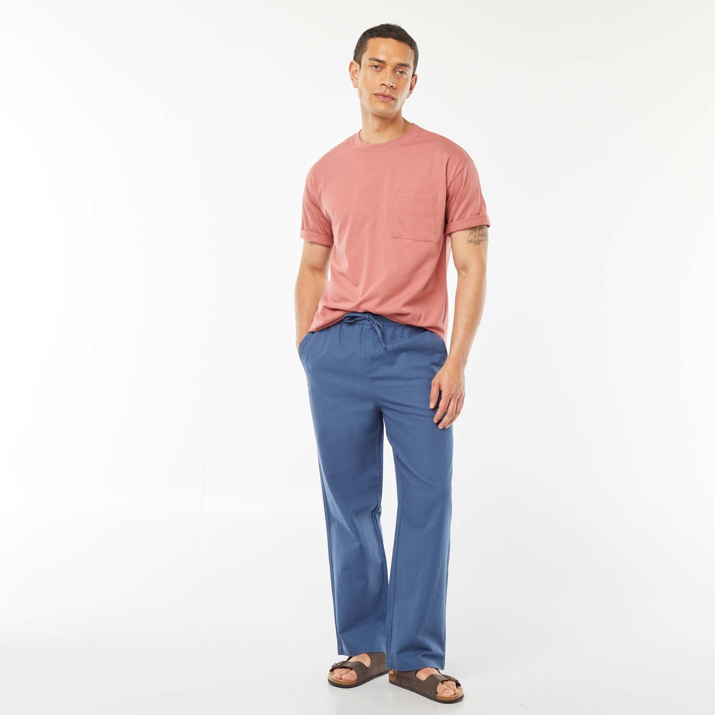 Plain T-shirt with breast pocket PINK