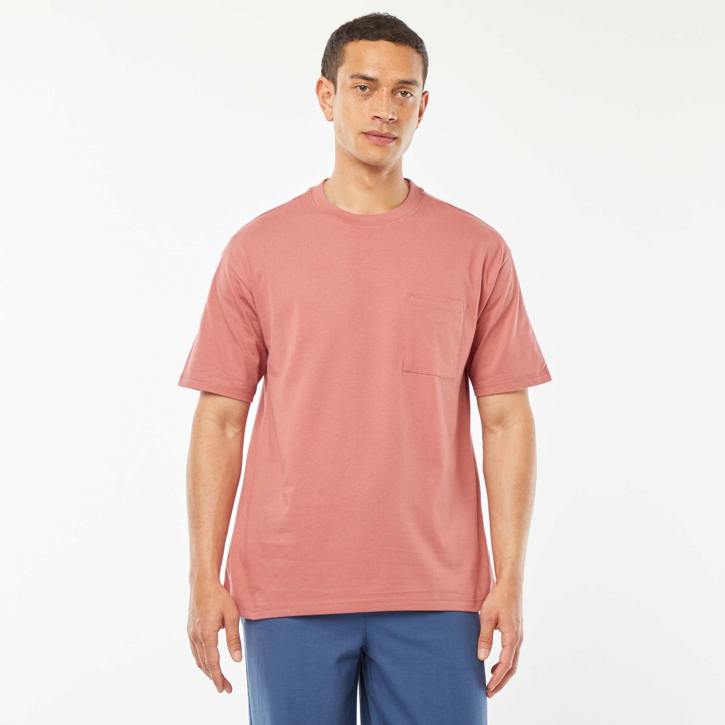 Plain T-shirt with breast pocket PINK