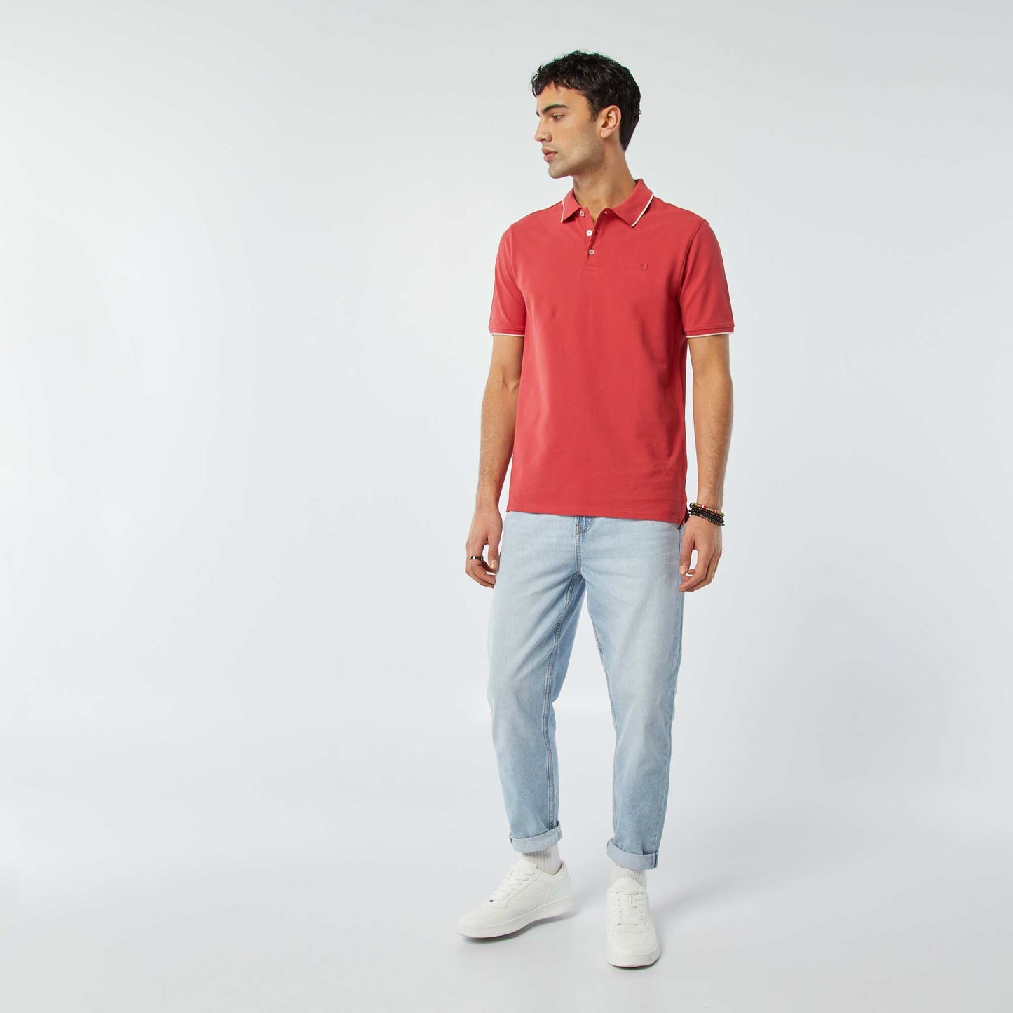 Cotton piqué polo shirt RED