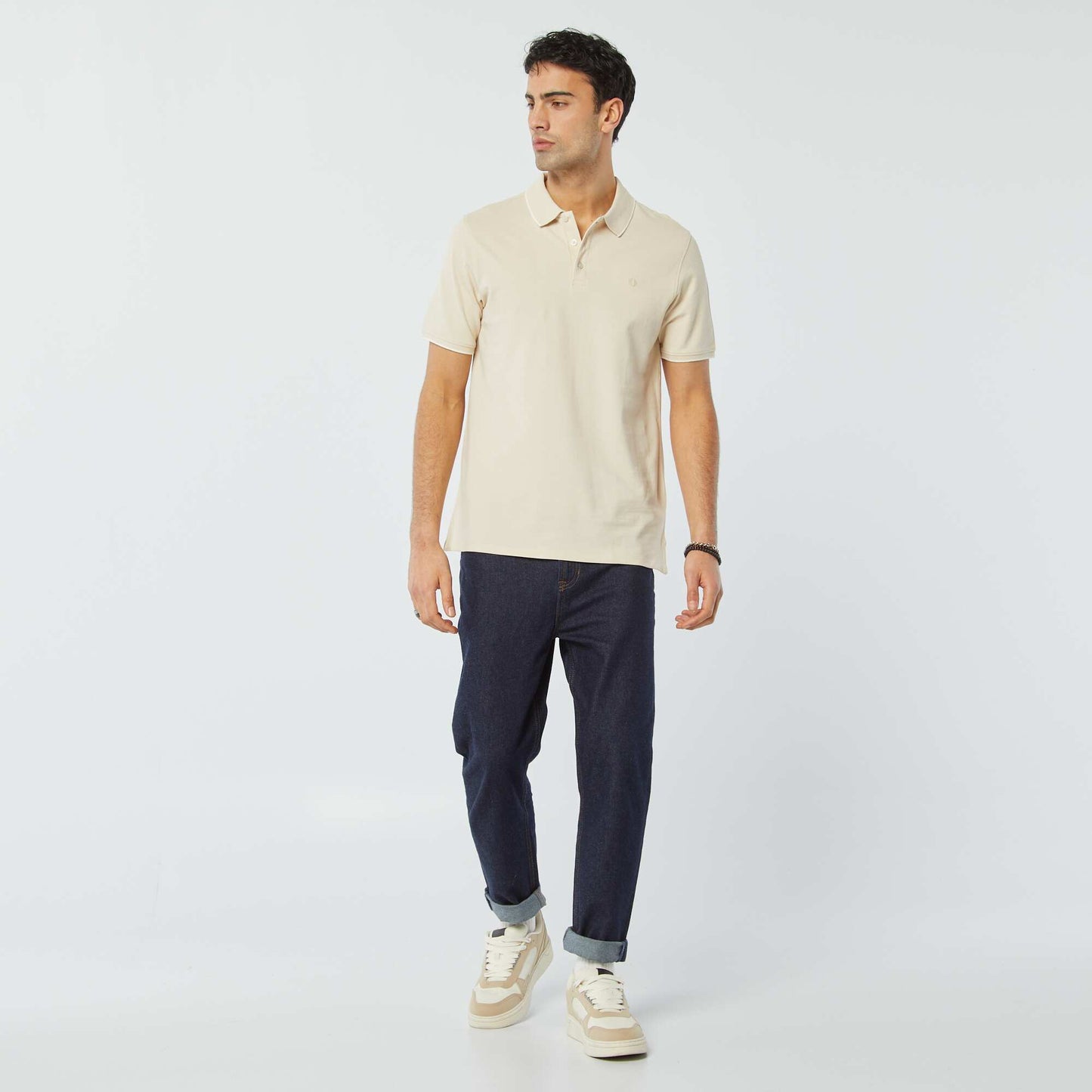 Cotton piqué polo shirt BEIGE