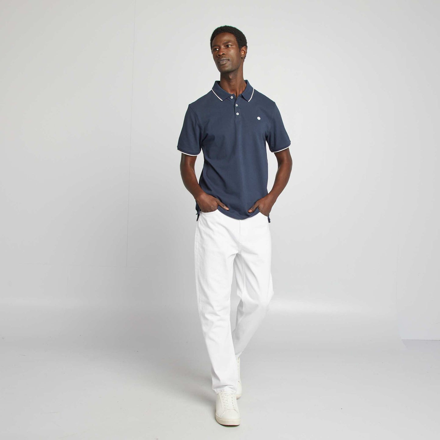Cotton piqué polo shirt BLUE