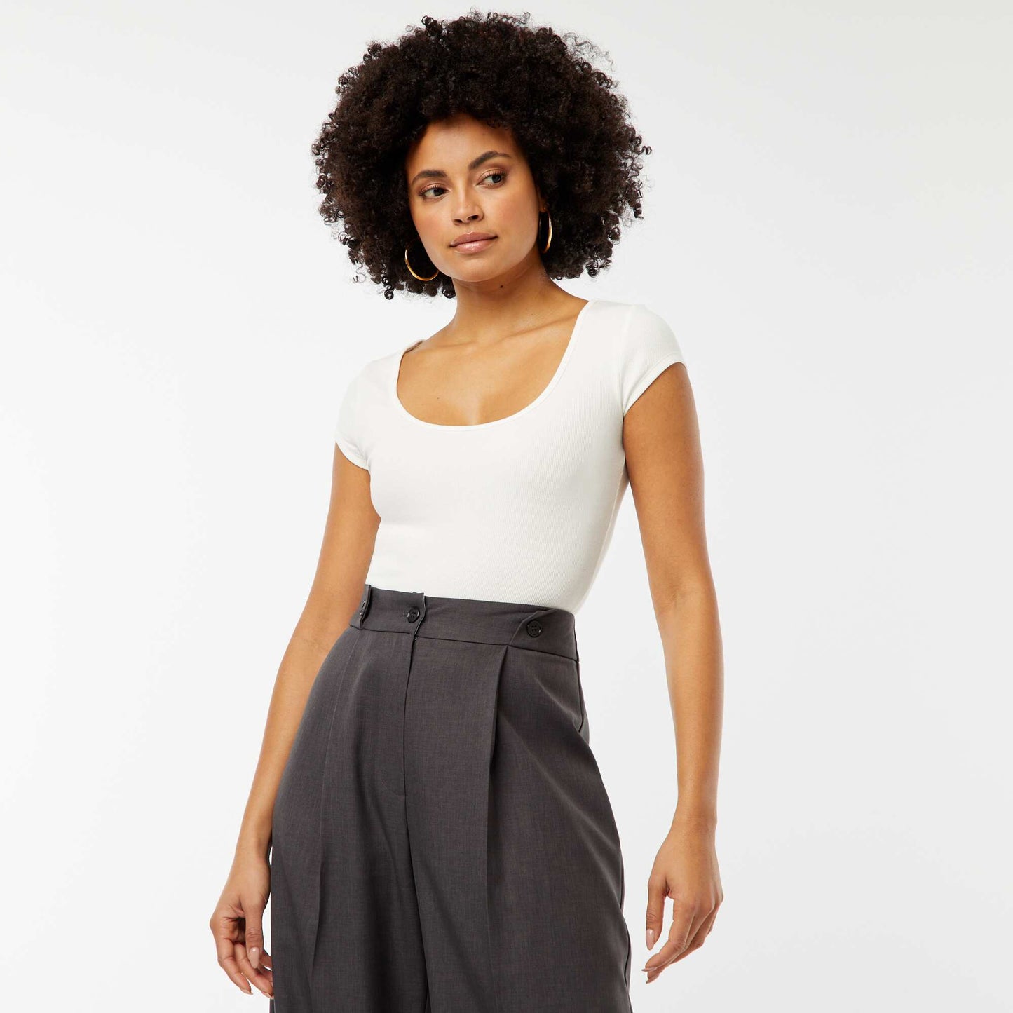 Short-sleeved ribbed bodysuit WHITE