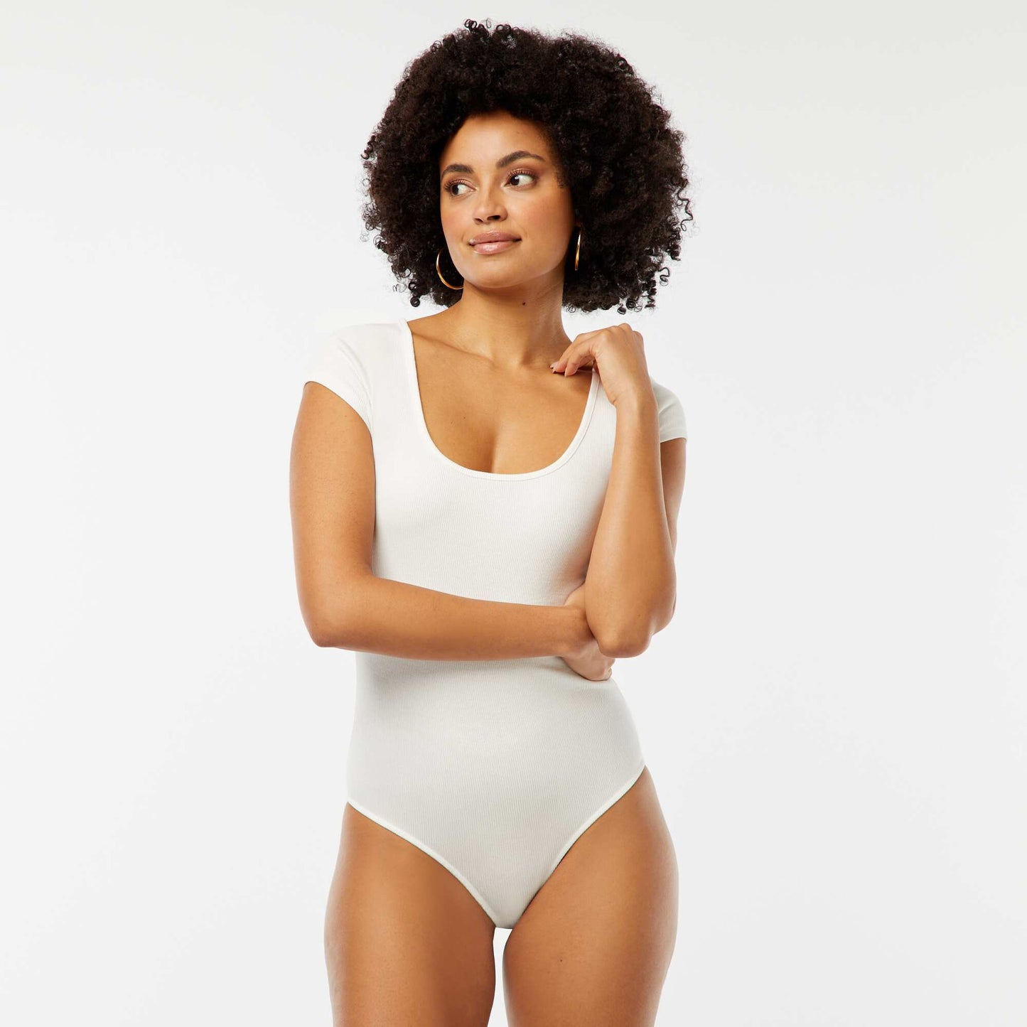 Short-sleeved ribbed bodysuit WHITE