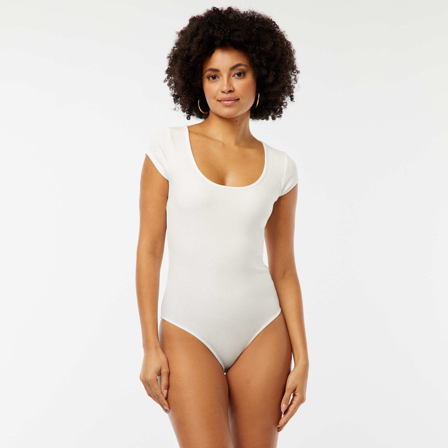 Short-sleeved ribbed bodysuit WHITE