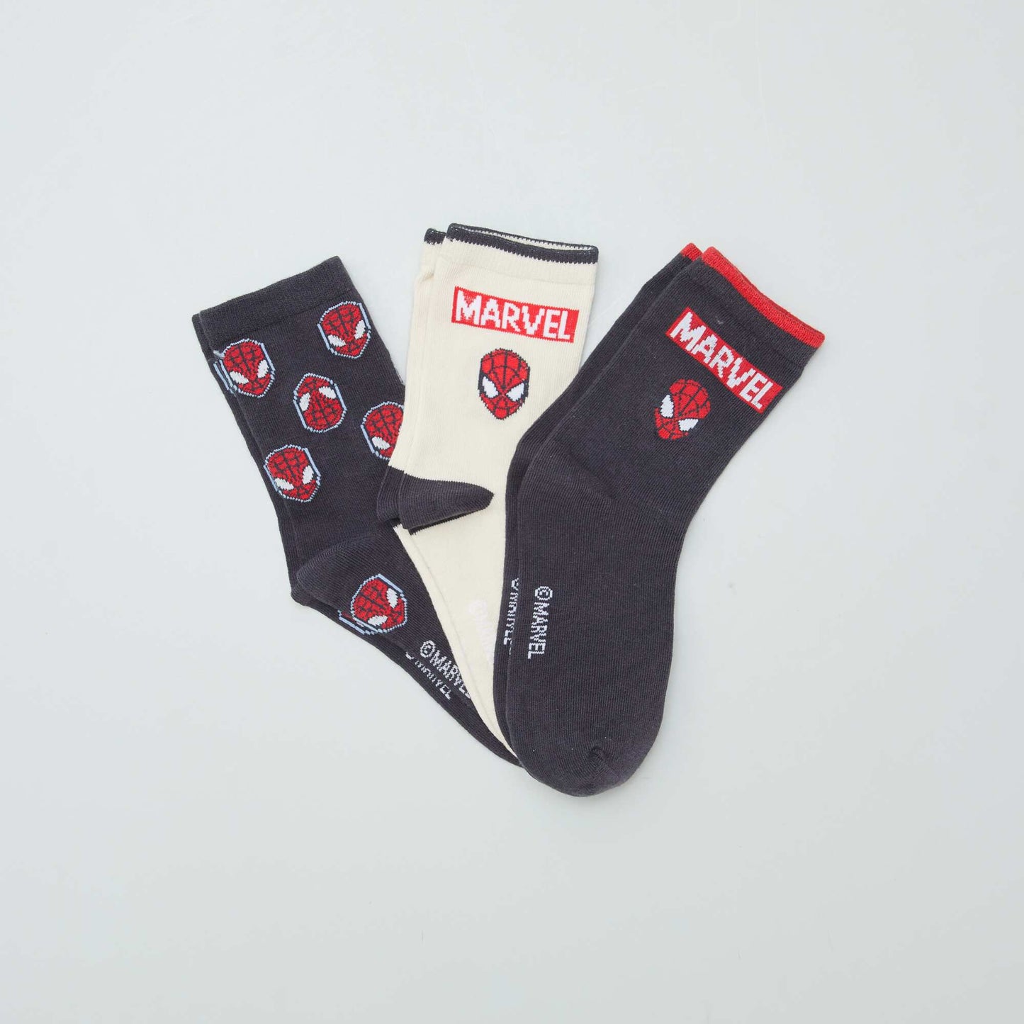 Pack of 3 pairs of Spider-Man crew socks GREY
