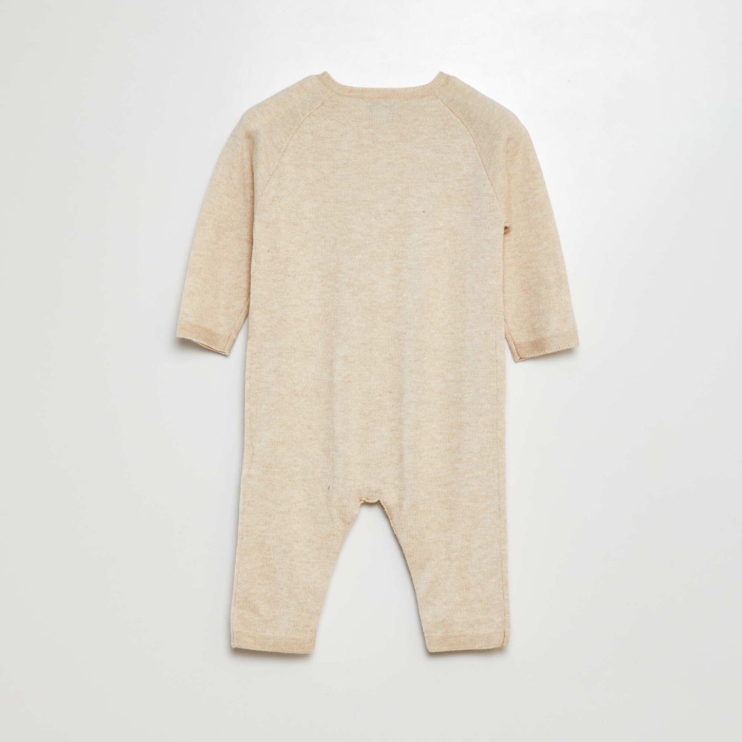 Long buttoned knitted romper BEIGE