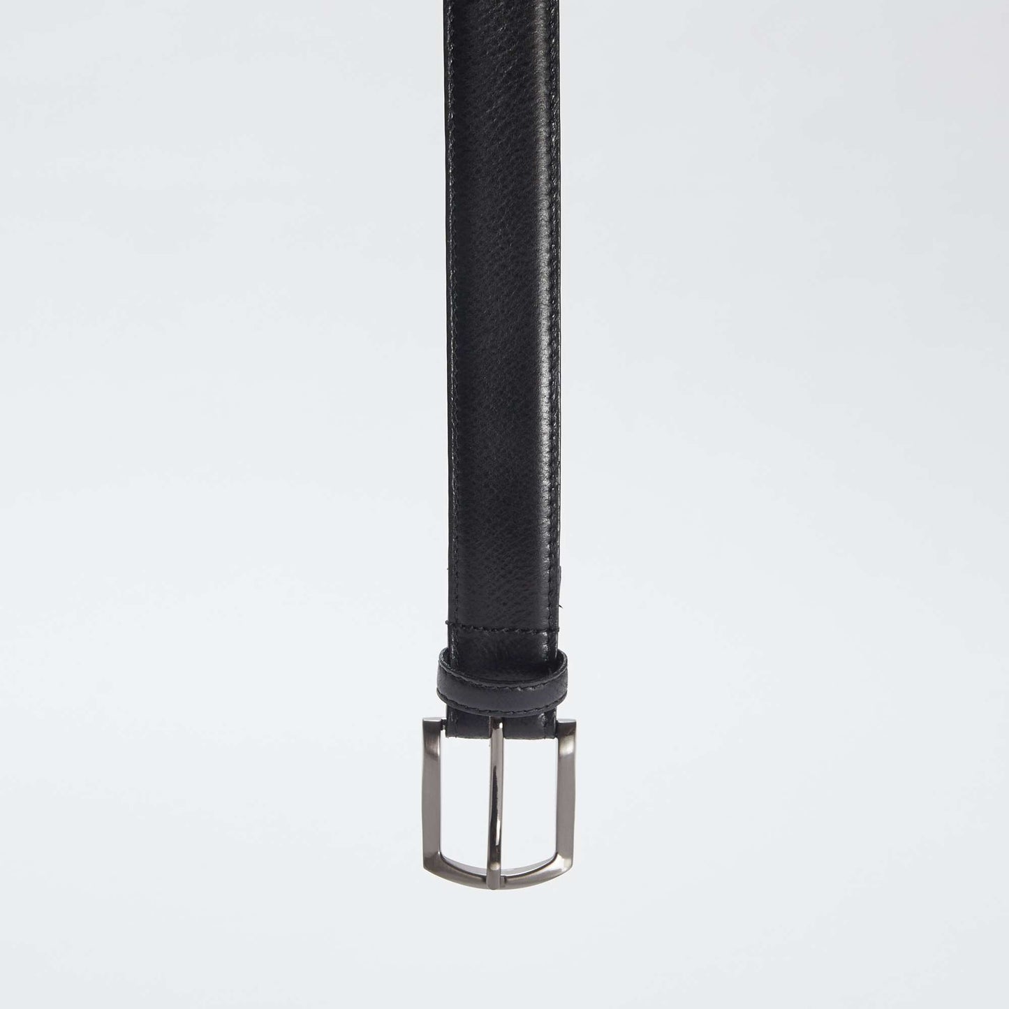 Basic leather belt with metal buckle BLACK