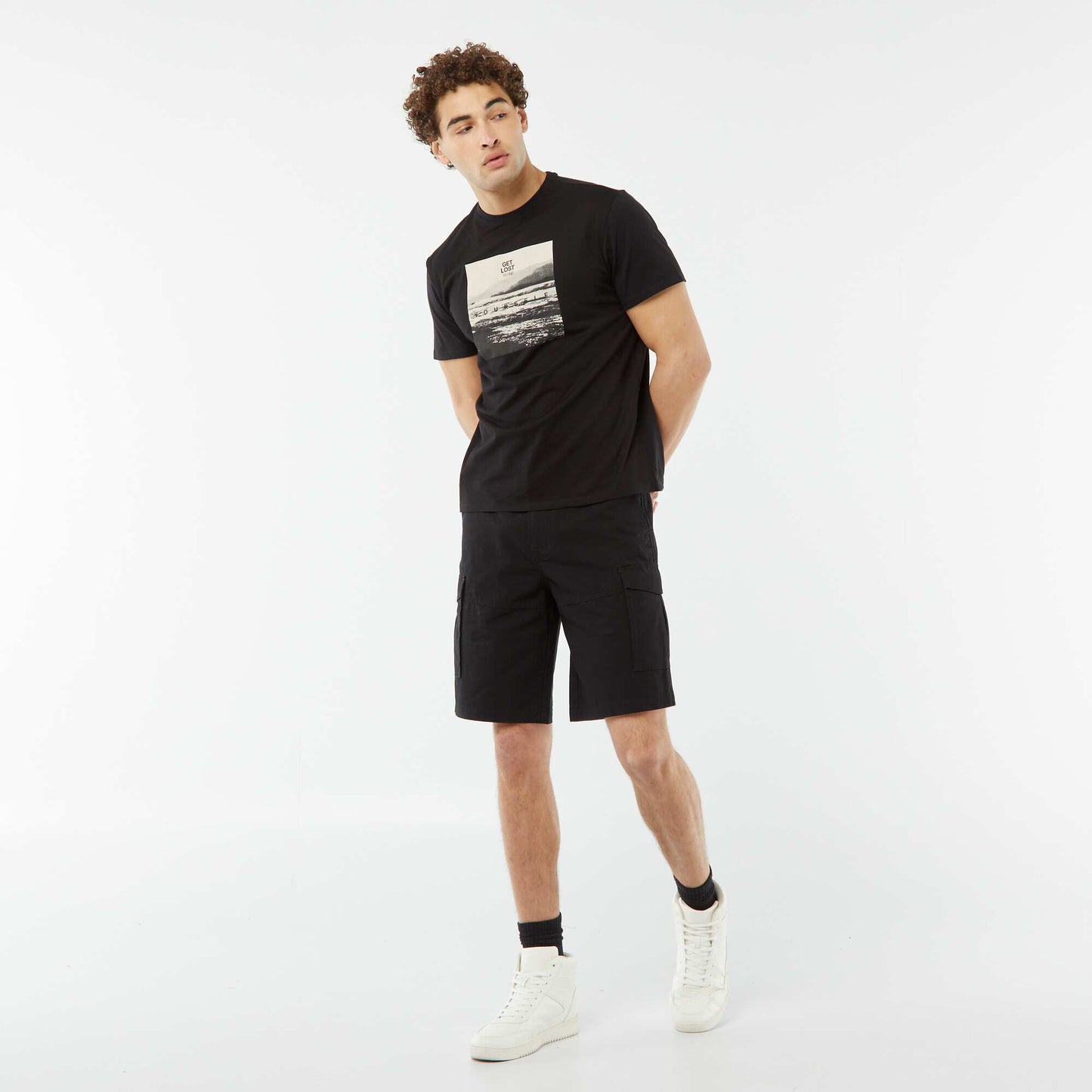Short-sleeved printed T-shirt BLACK