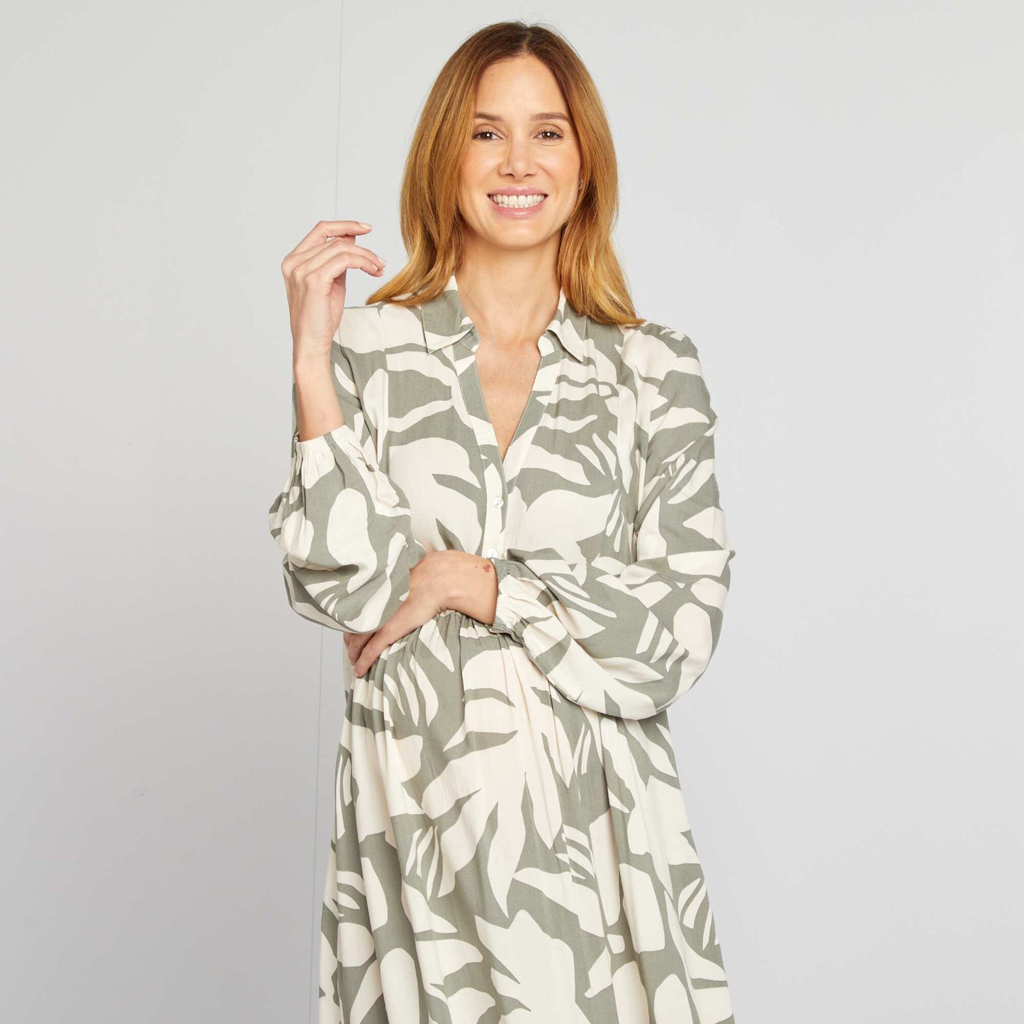 Maternity shirt dress GREEN
