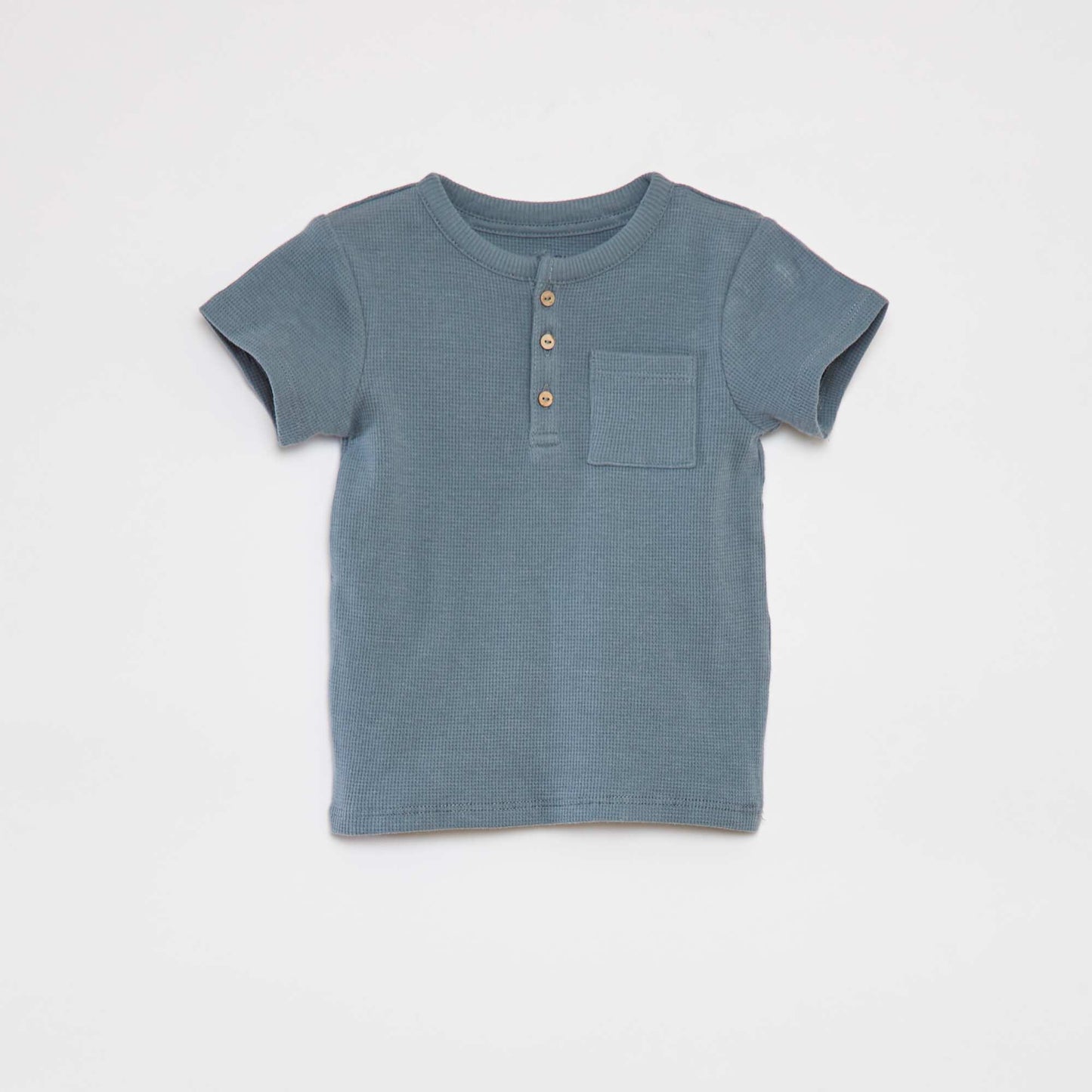 Waffle-knit T-shirt and shorts pyjama set - 2-piece set BLUE