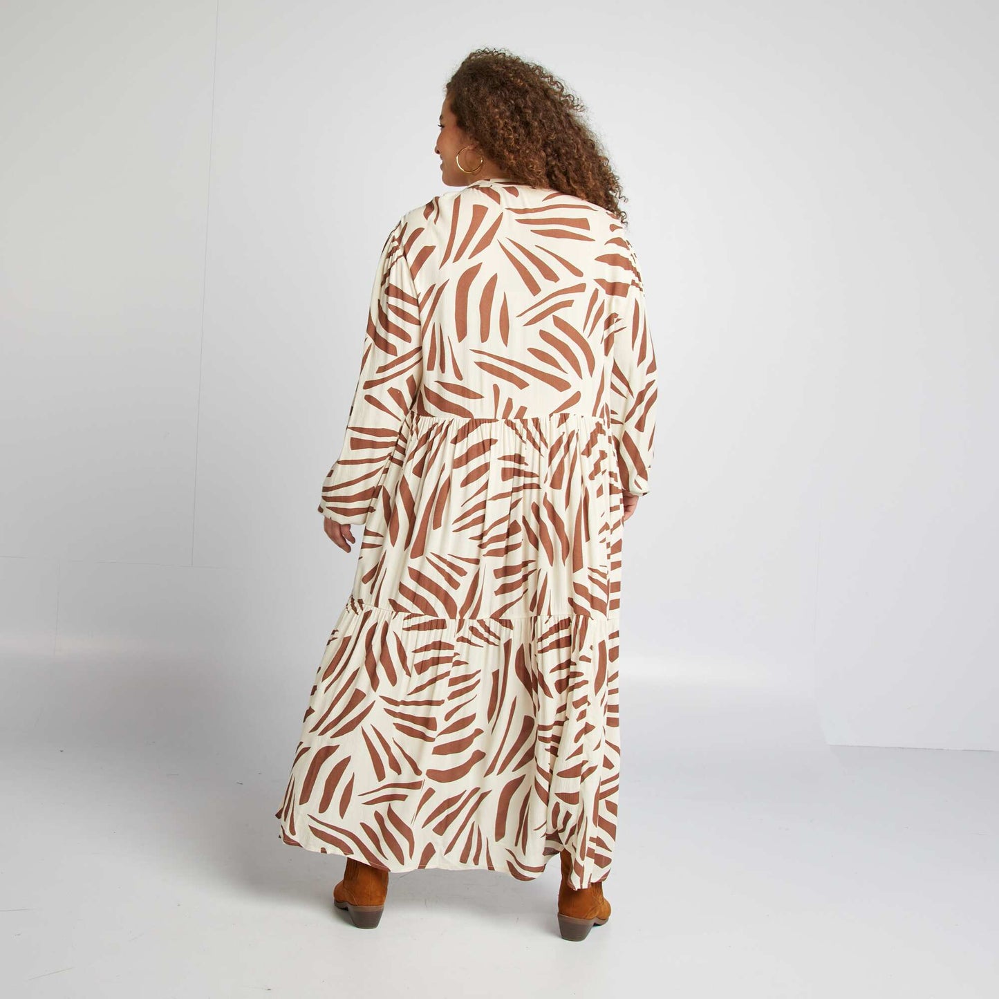 Long patterned dress WHITE