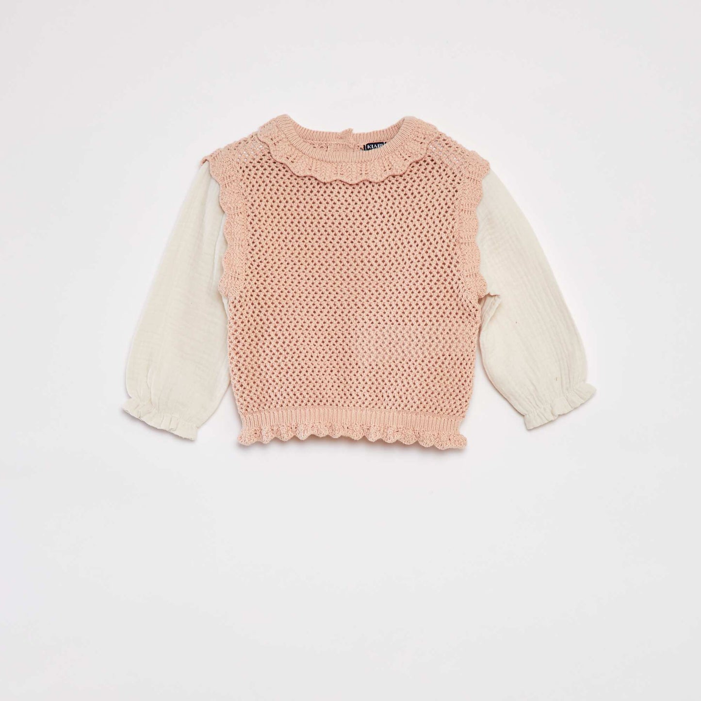 Long-sleeved cotton gauze sweater PINK