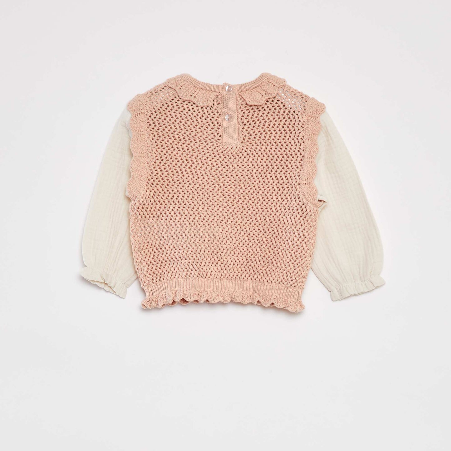 Long-sleeved cotton gauze sweater PINK