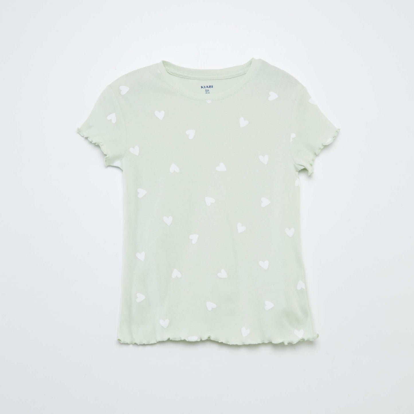 Printed T-shirt + shorts pyjama set with scalloped hems - 2-piece set GREEN
