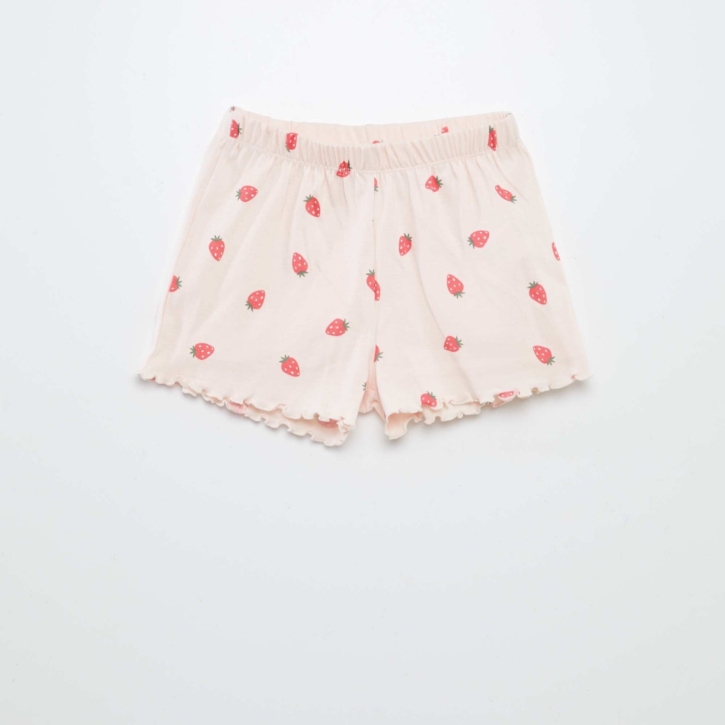 Printed T-shirt + shorts pyjama set with scalloped hems - 2-piece set PINK