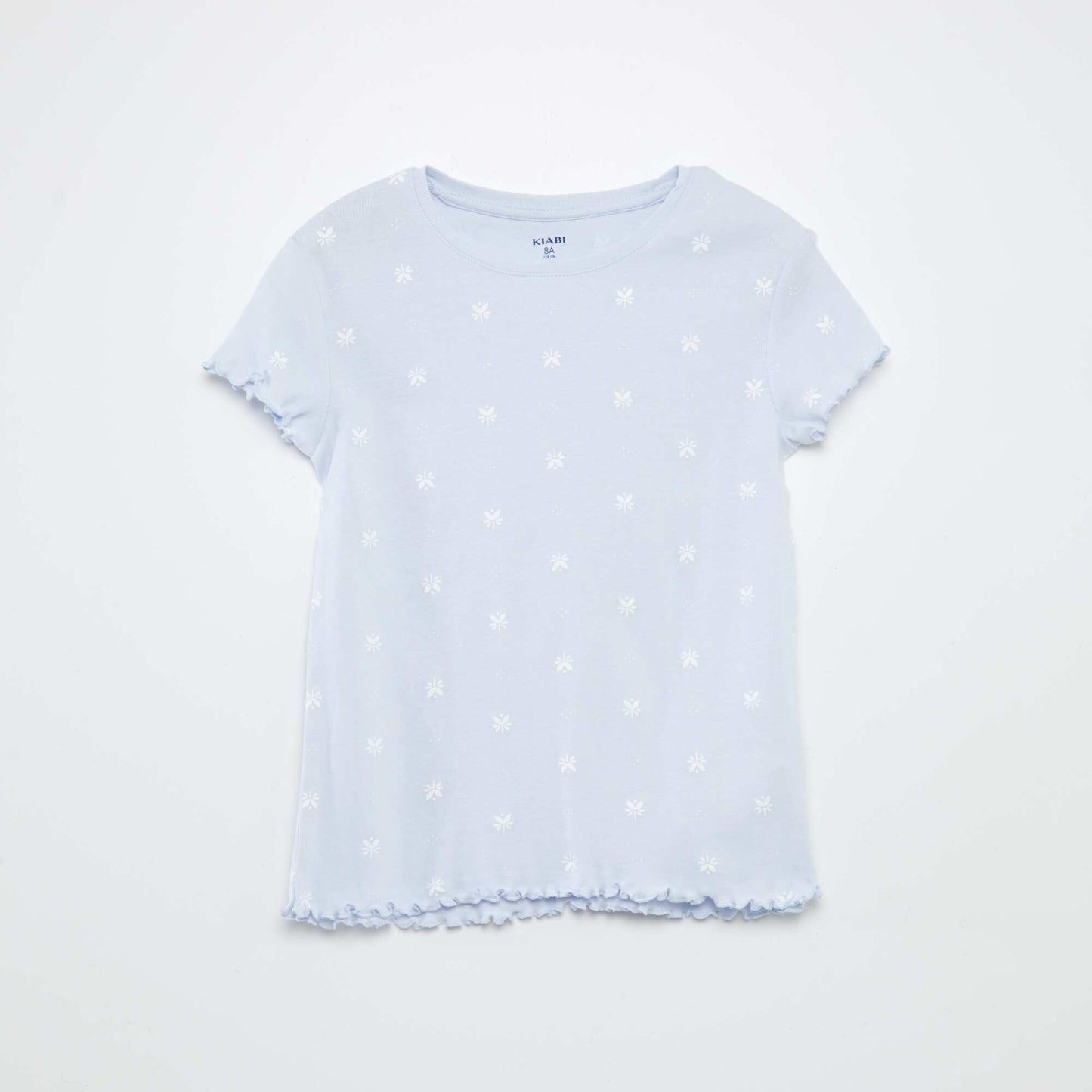 Printed T-shirt + shorts pyjama set with scalloped hems - 2-piece set WHITE