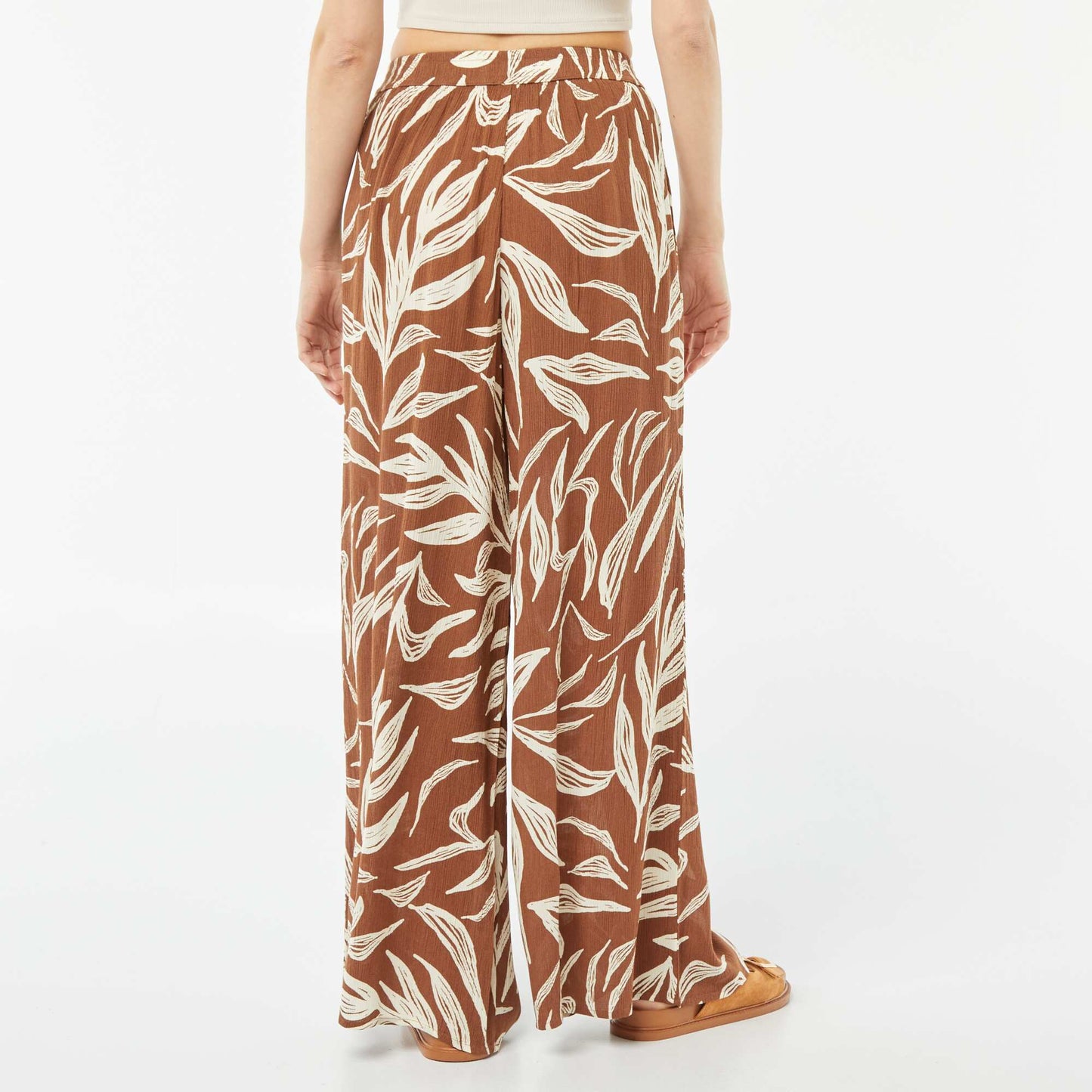Crêpe wide-leg trousers BROWN