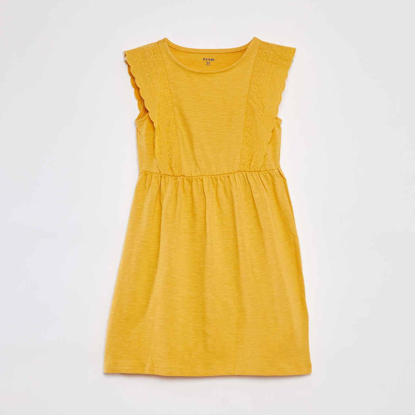 Sleeveless dress with broderie anglaise YELLOW