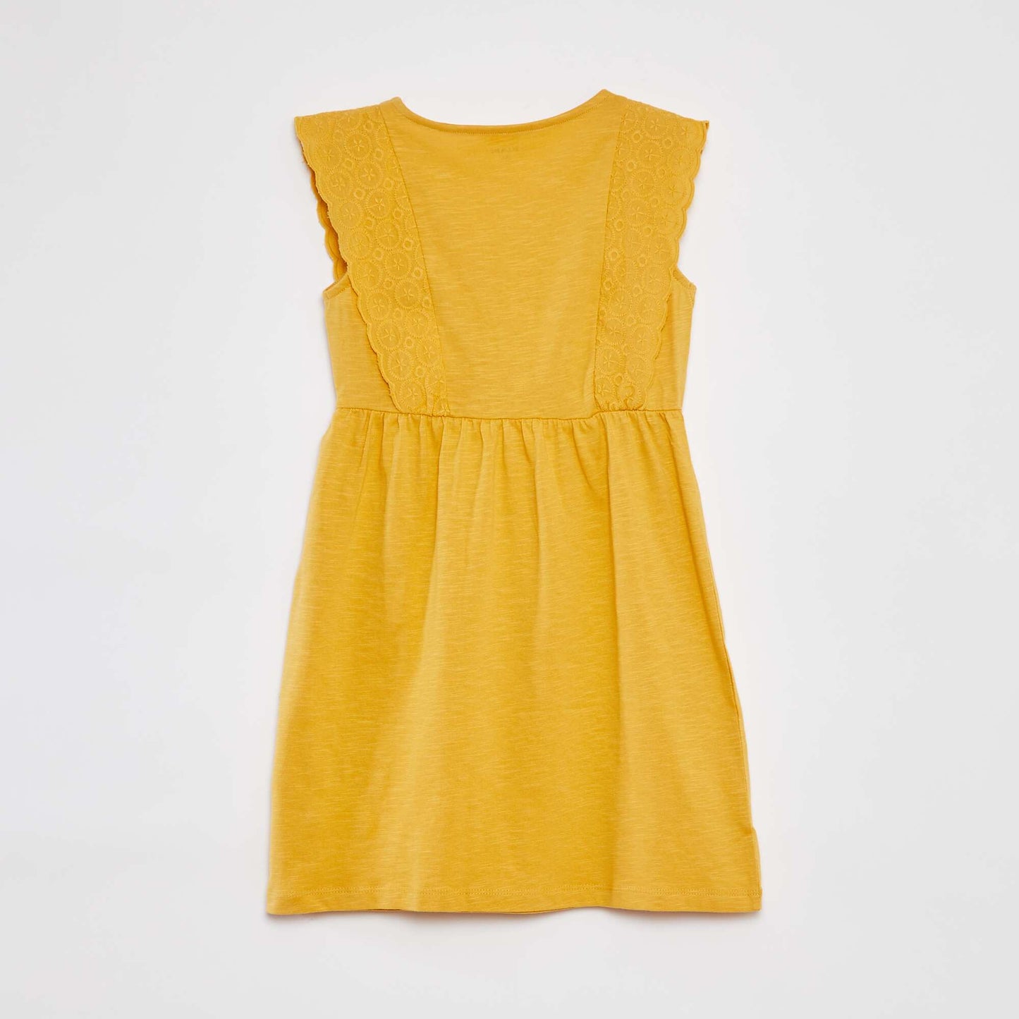 Sleeveless dress with broderie anglaise YELLOW
