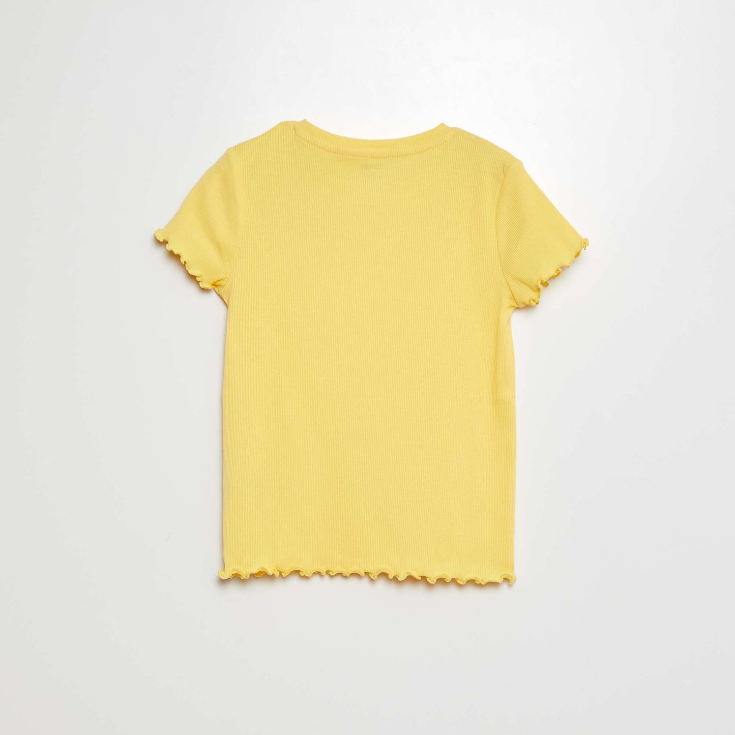 Ribbed T-shirt with scalloped trim YELLOW