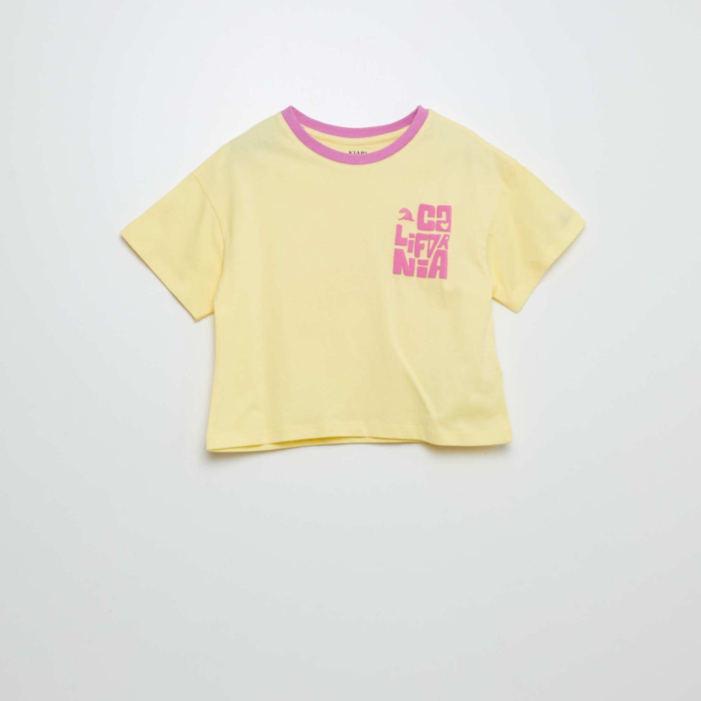 Short-sleeved printed T-shirt with round neckline YELLOW