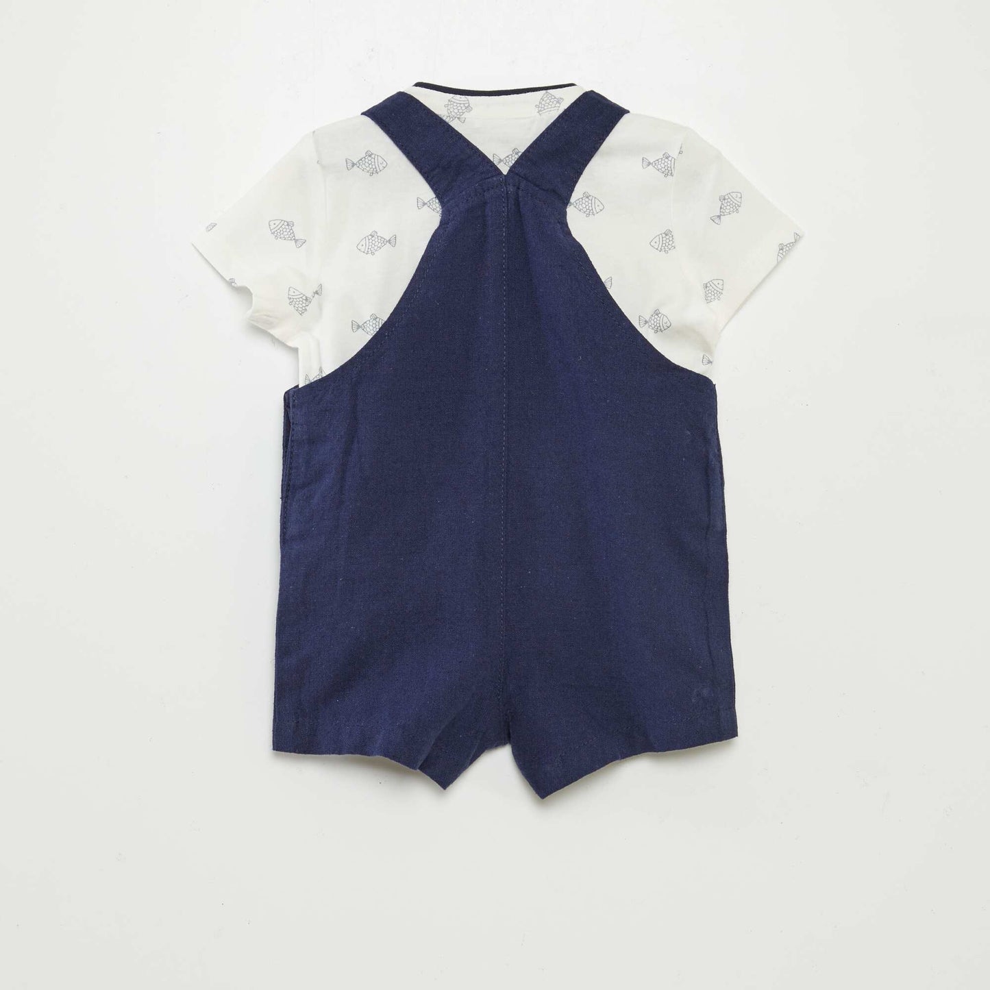 Dungarees + მაისურის ნაკრები - 2 ცალი კომპლექტი თეთრი