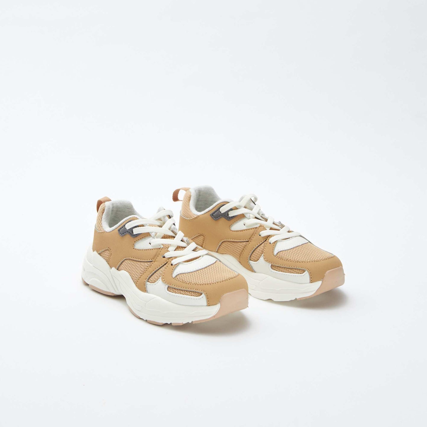 Mesh and faux leather trainers WHITE