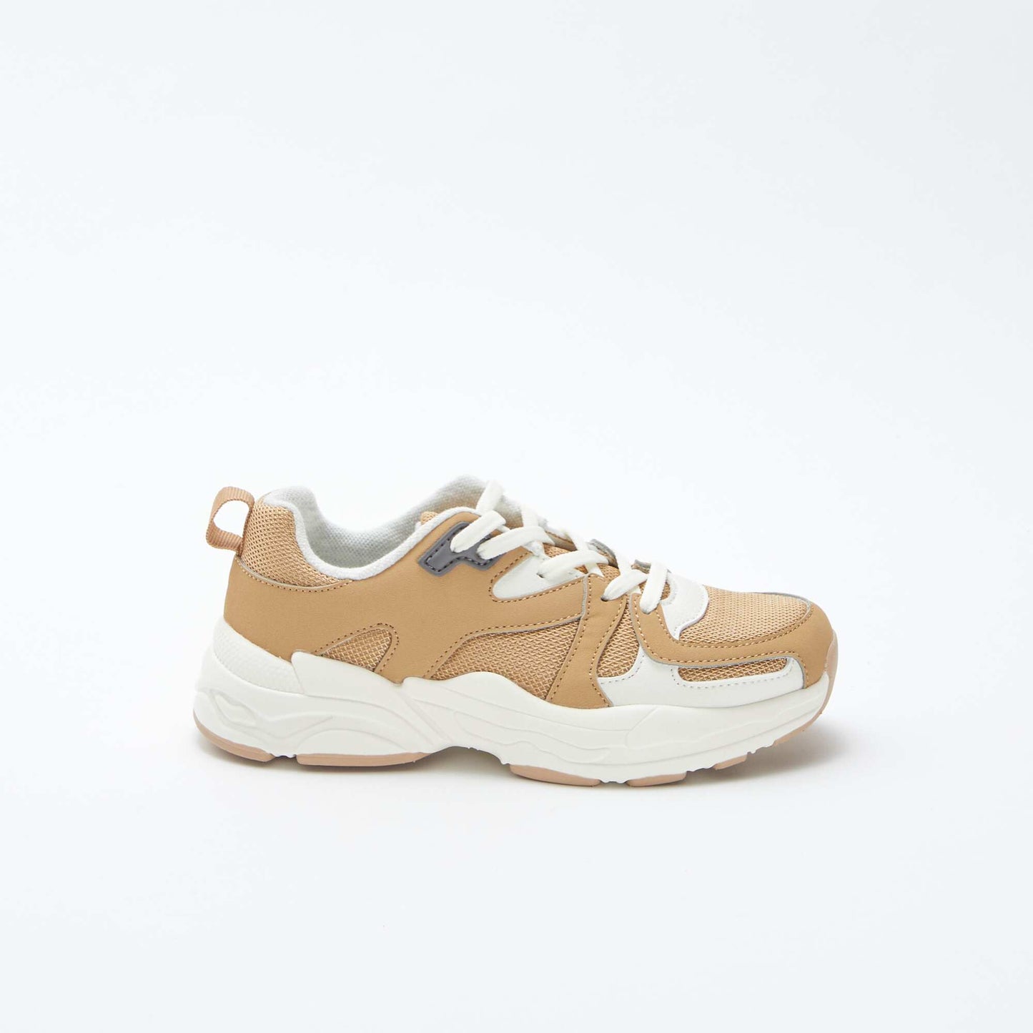 Mesh and faux leather trainers WHITE