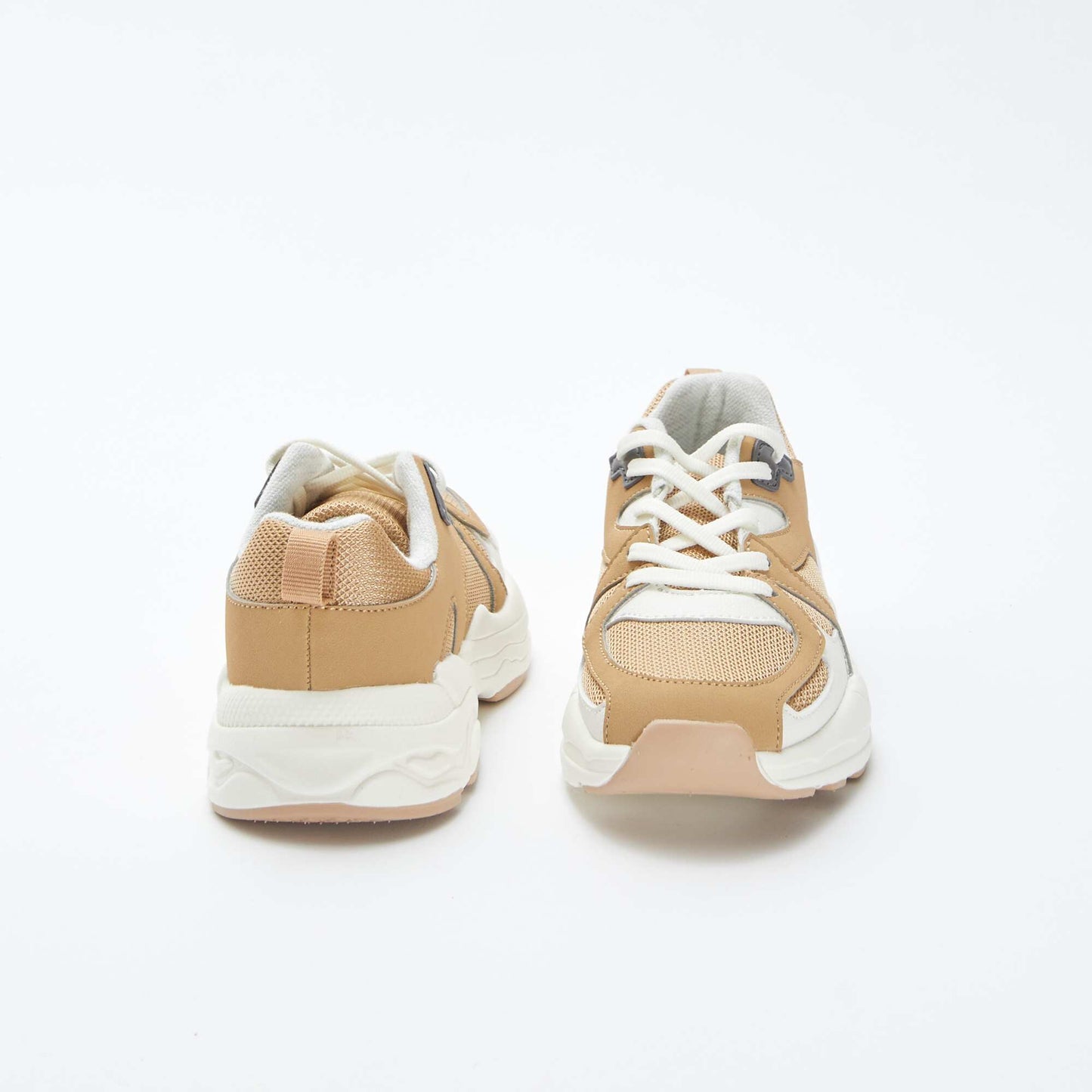 Mesh and faux leather trainers WHITE