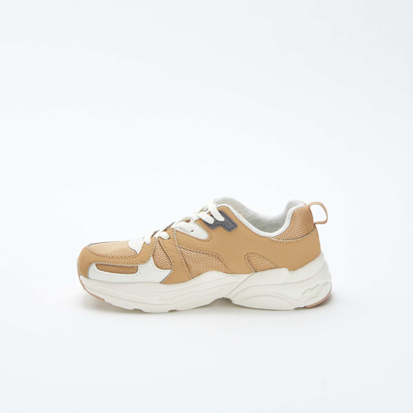 Mesh and faux leather trainers WHITE