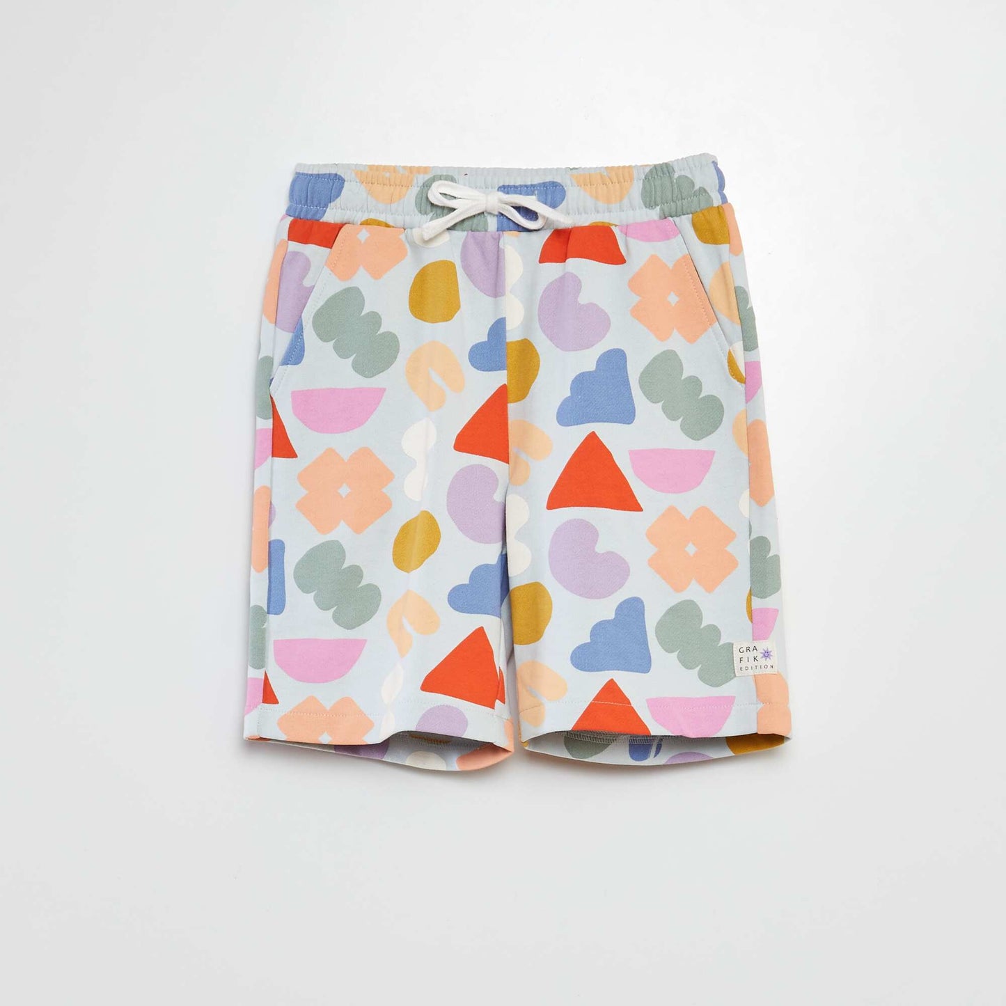 Lightweight printed sweatshirt fabric shorts - Graphik Edition WHITE