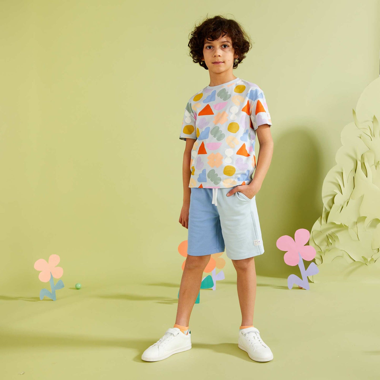 Lightweight printed sweatshirt fabric shorts - Graphik Edition BLUE