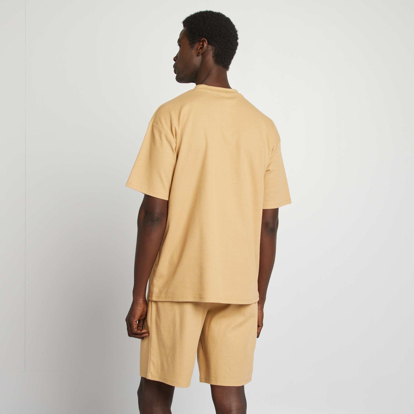 Short waffle knit pyjamas - 2-piece set BEIGE