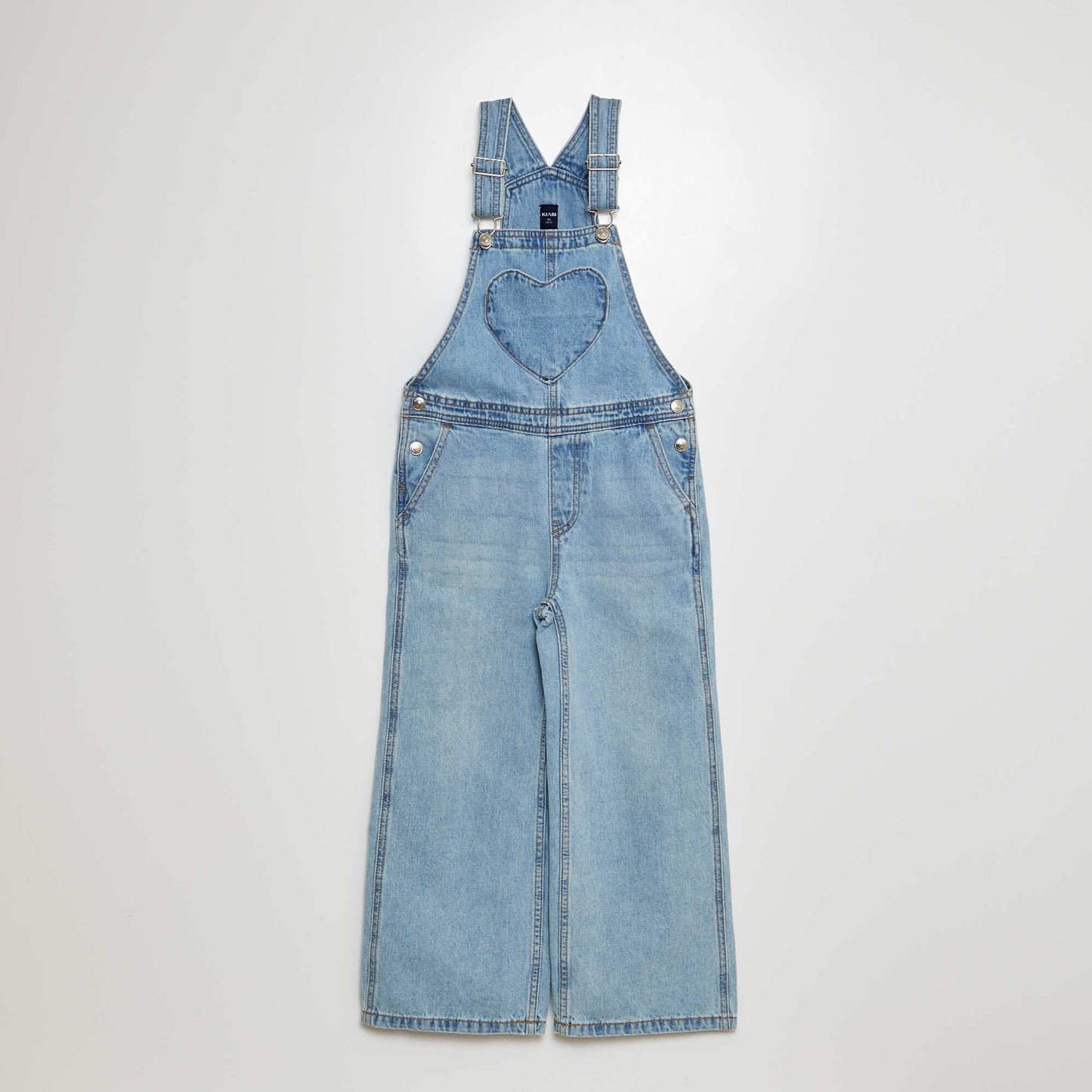 Denim dungarees with heart-shaped pocket BLUE